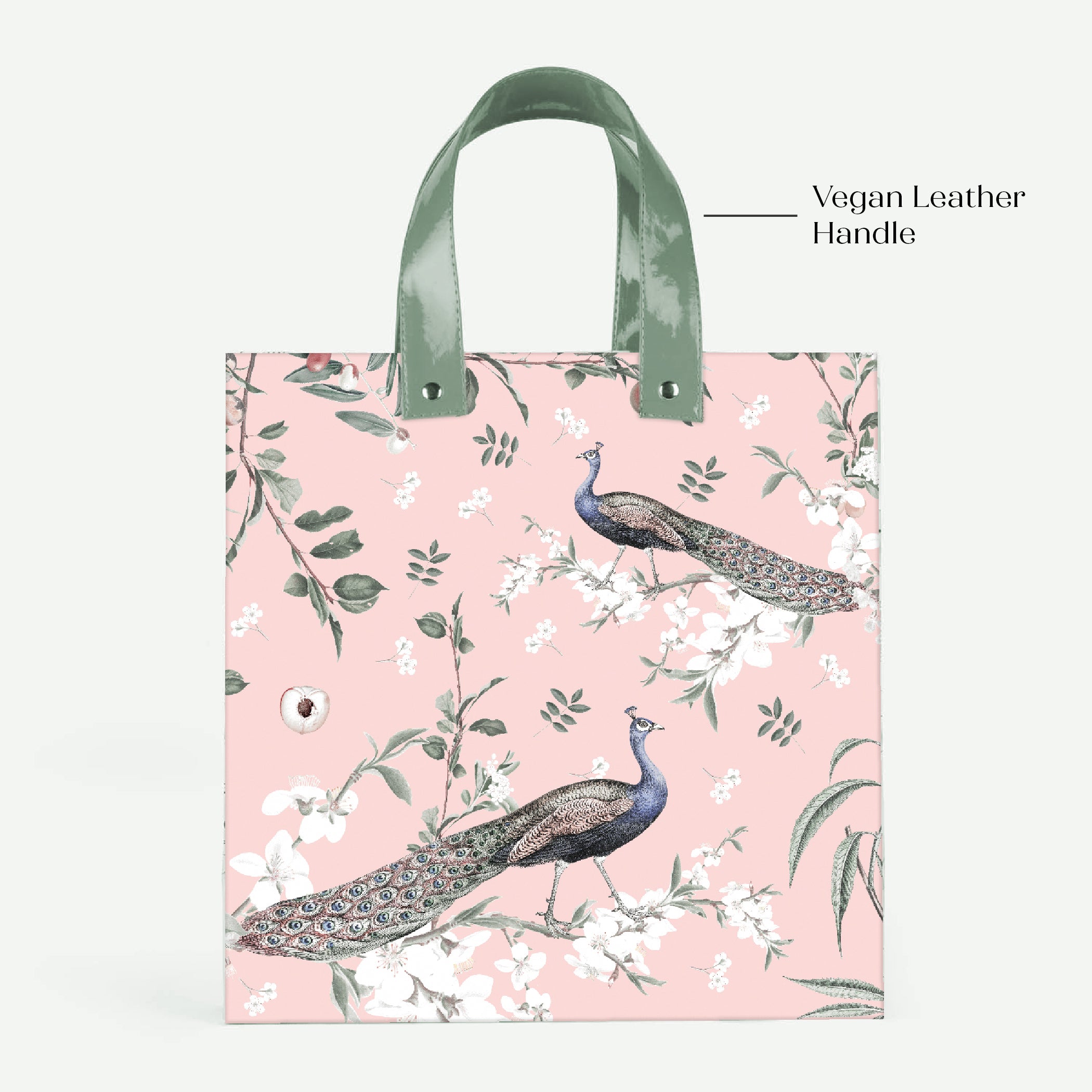 Pink Empyrean Peacock Gift Bag with Vegan Leather Handle