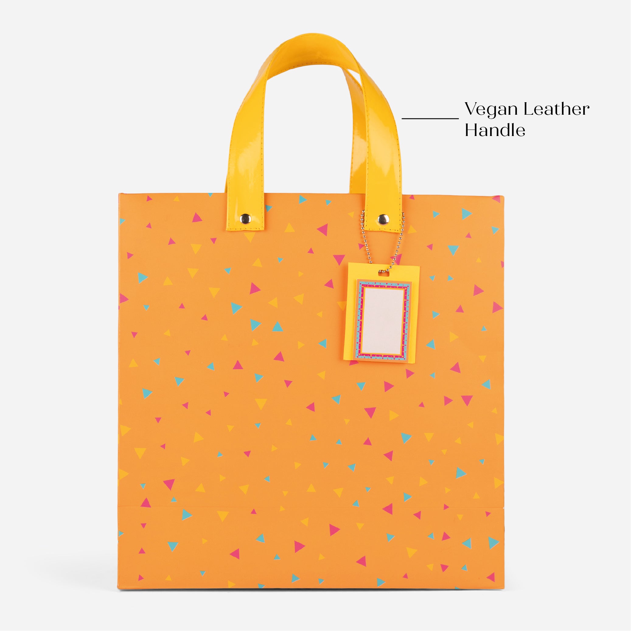 Orange Confetti Gift Bag with Vegan Leather Handle