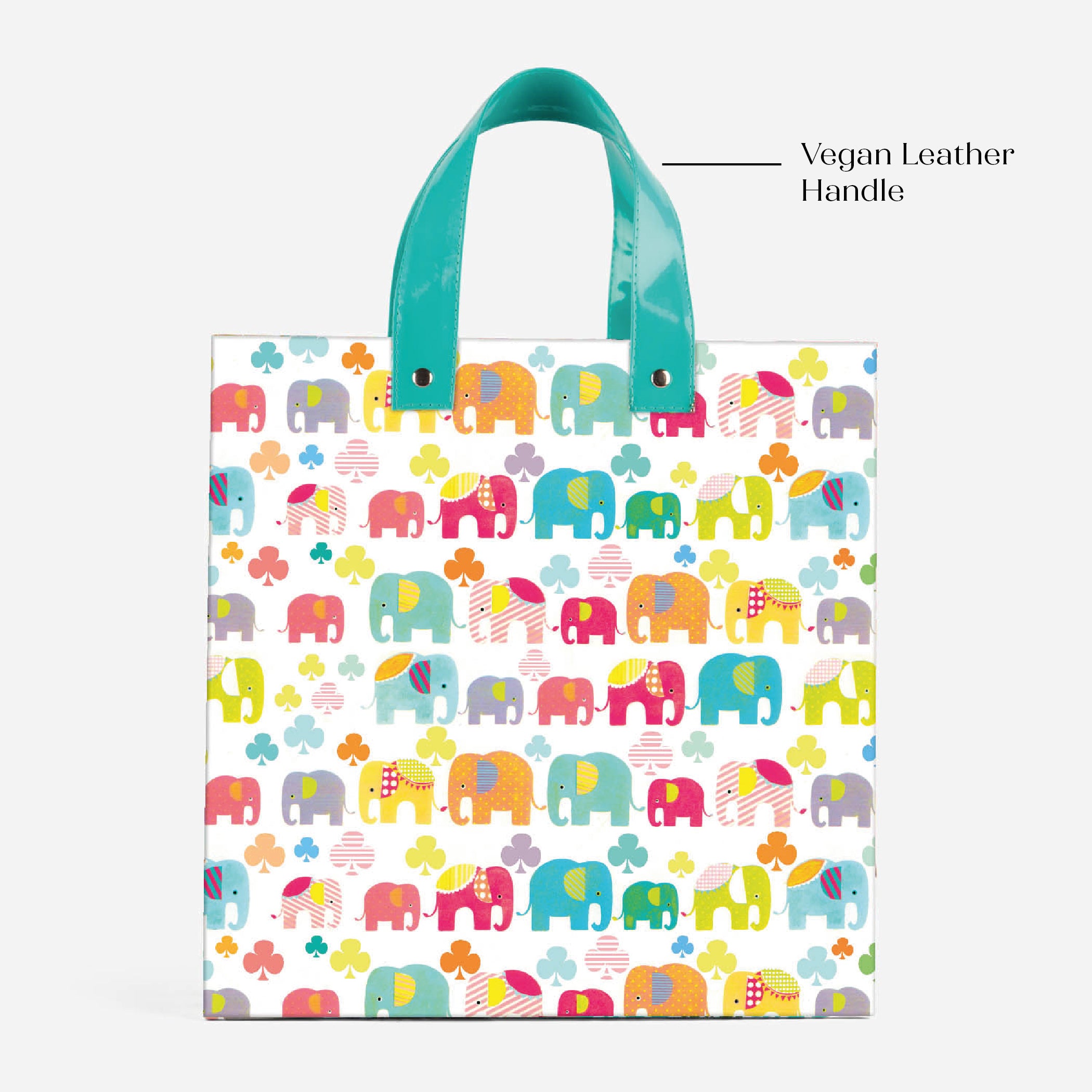 Colourful Elephant Gift Bag with Vegan Leather Handle