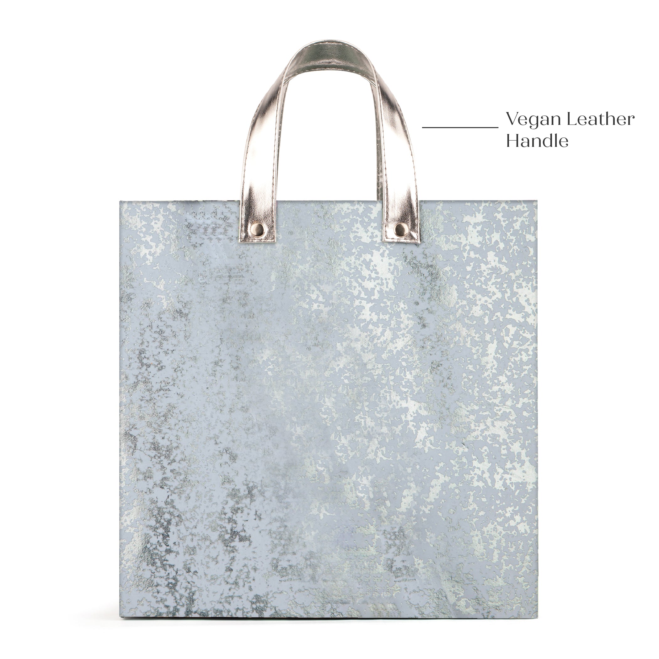 Silver Foil Gift Bag with Vegan Leather Handle