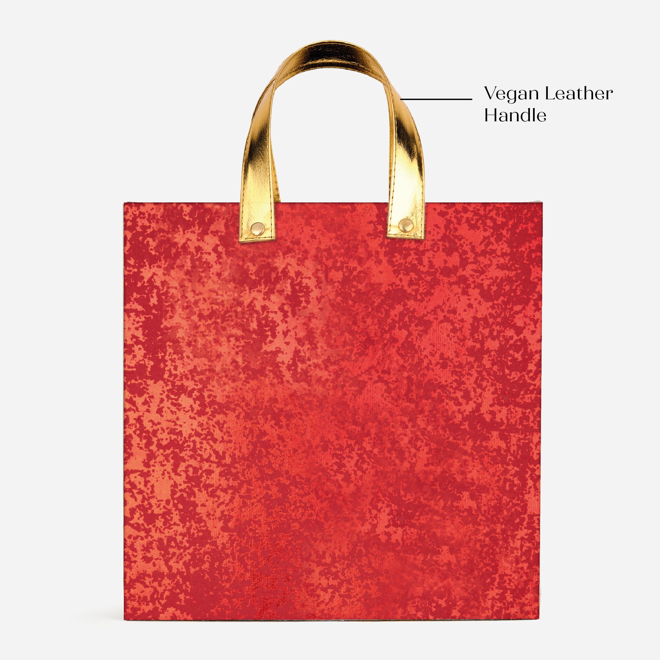 Red Foil Gift Bag with Vegan Leather Handle