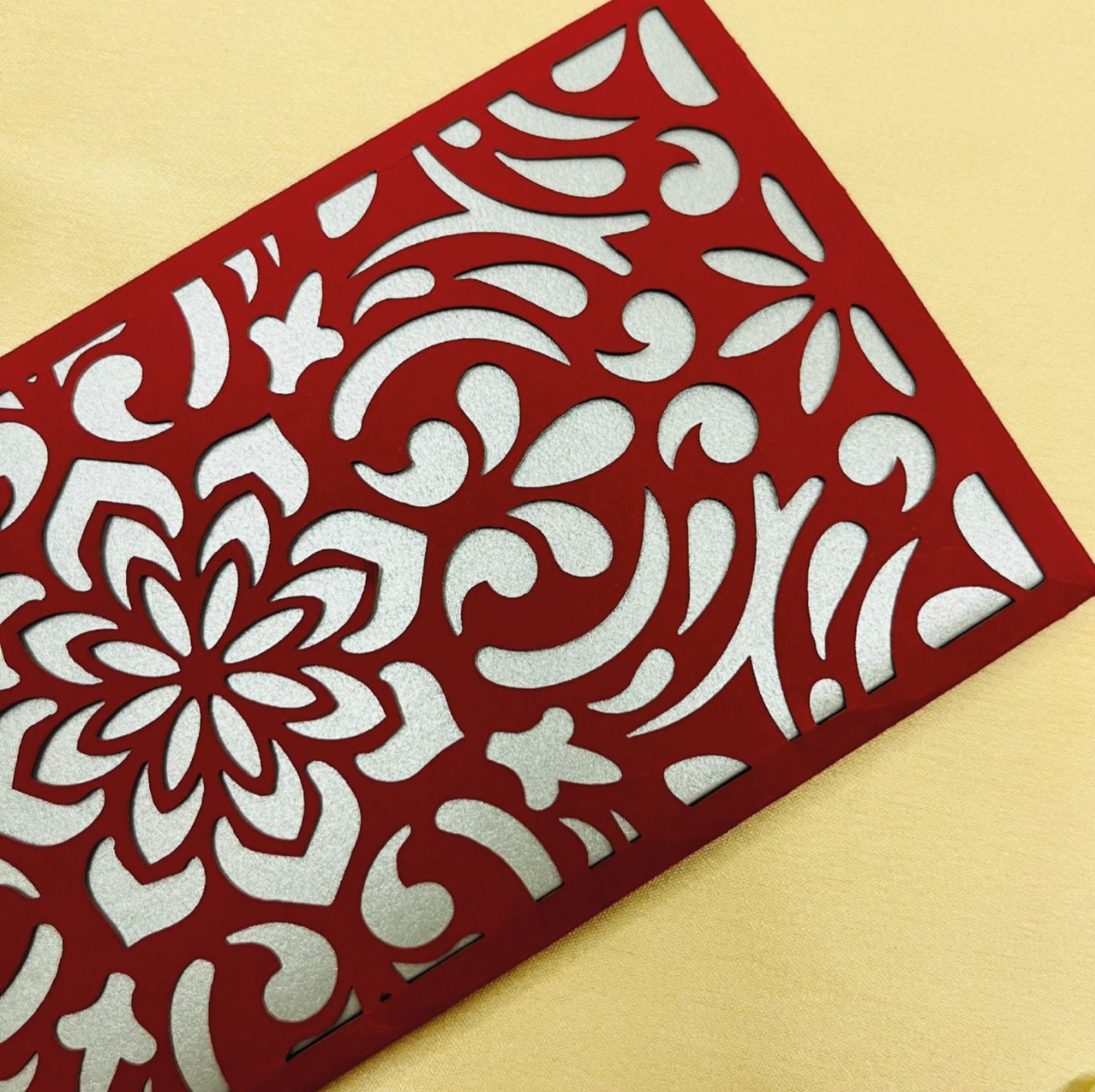 Floral Red & Silver Money Envelope (Pack of 6)