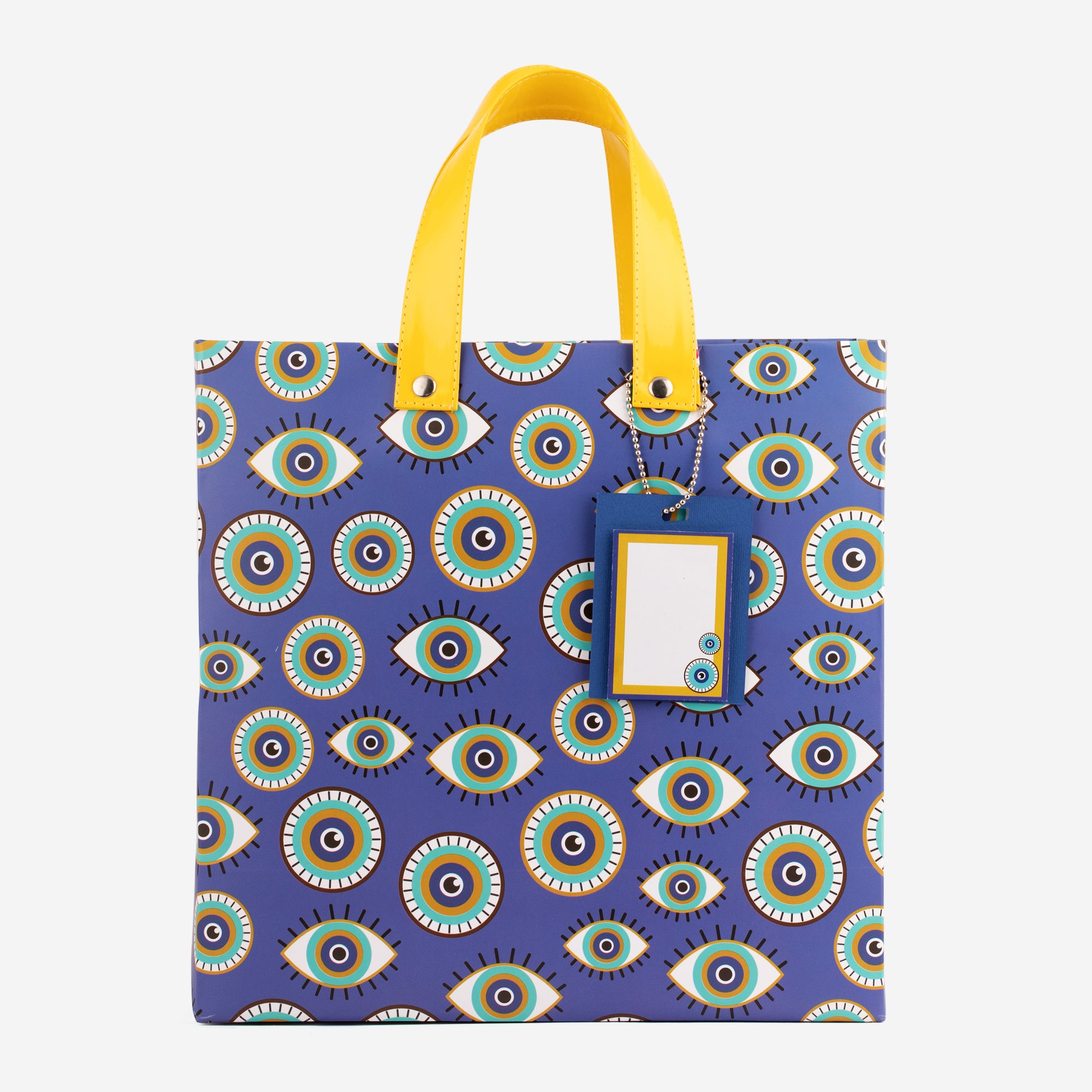 Evil Eye Blue Gift Bag with Vegan Leather Handle