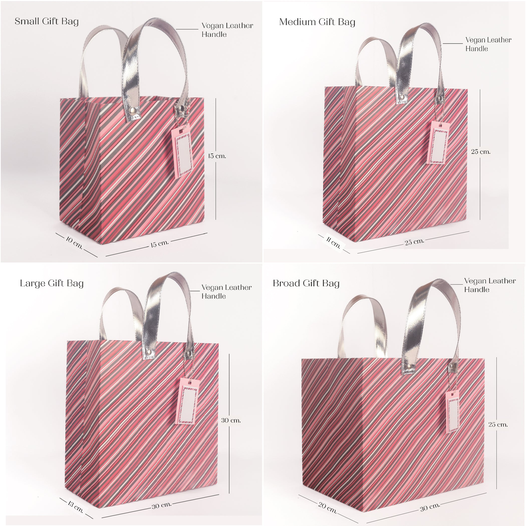 Grey Rose Co-ordinate Gift Bag with Vegan Leather Handle