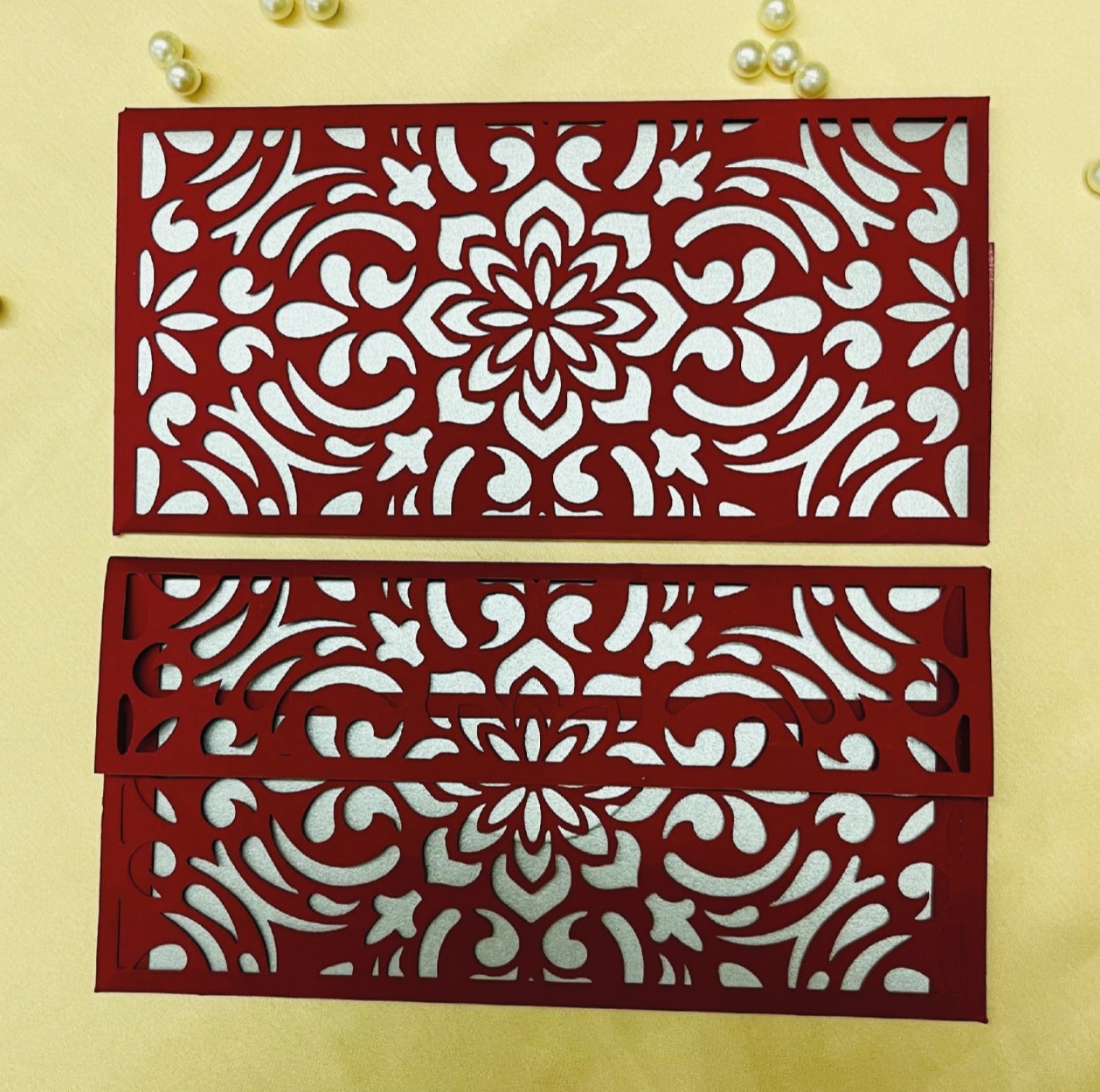 Floral Red & Silver Money Envelope (Pack of 6)