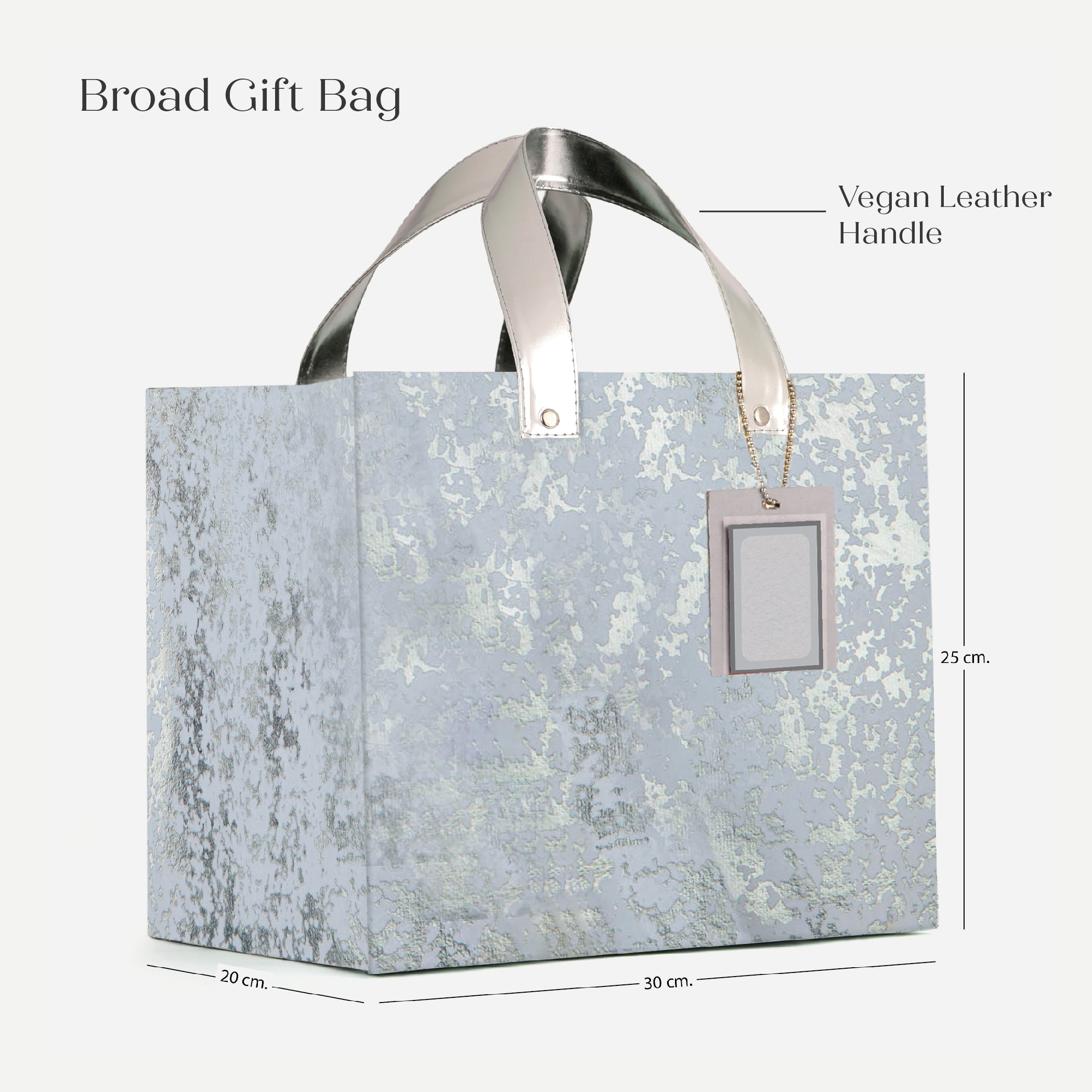 Silver Foil Gift Bag with Vegan Leather Handle