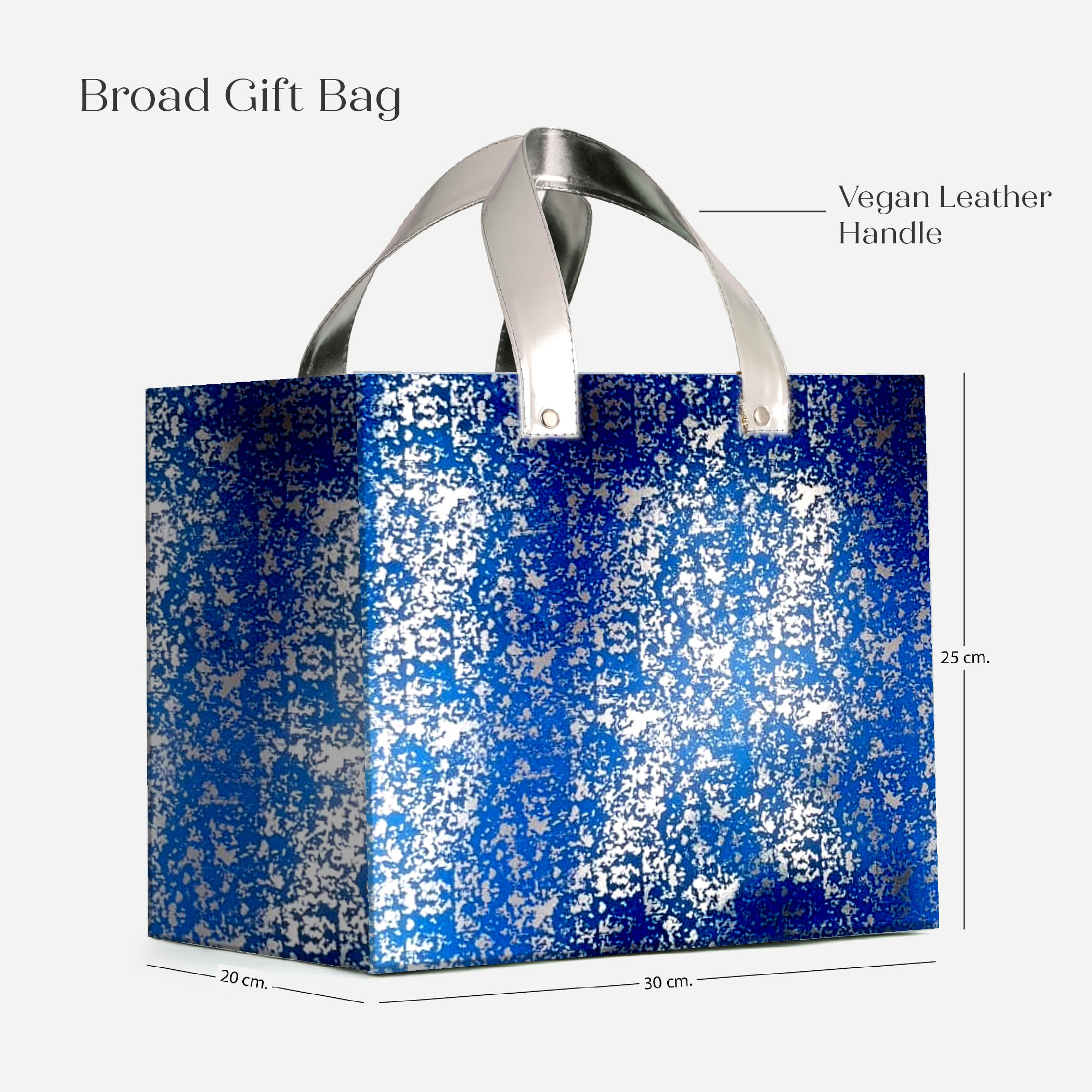 Blue Printed Gift Bag with Vegan Leather Handle