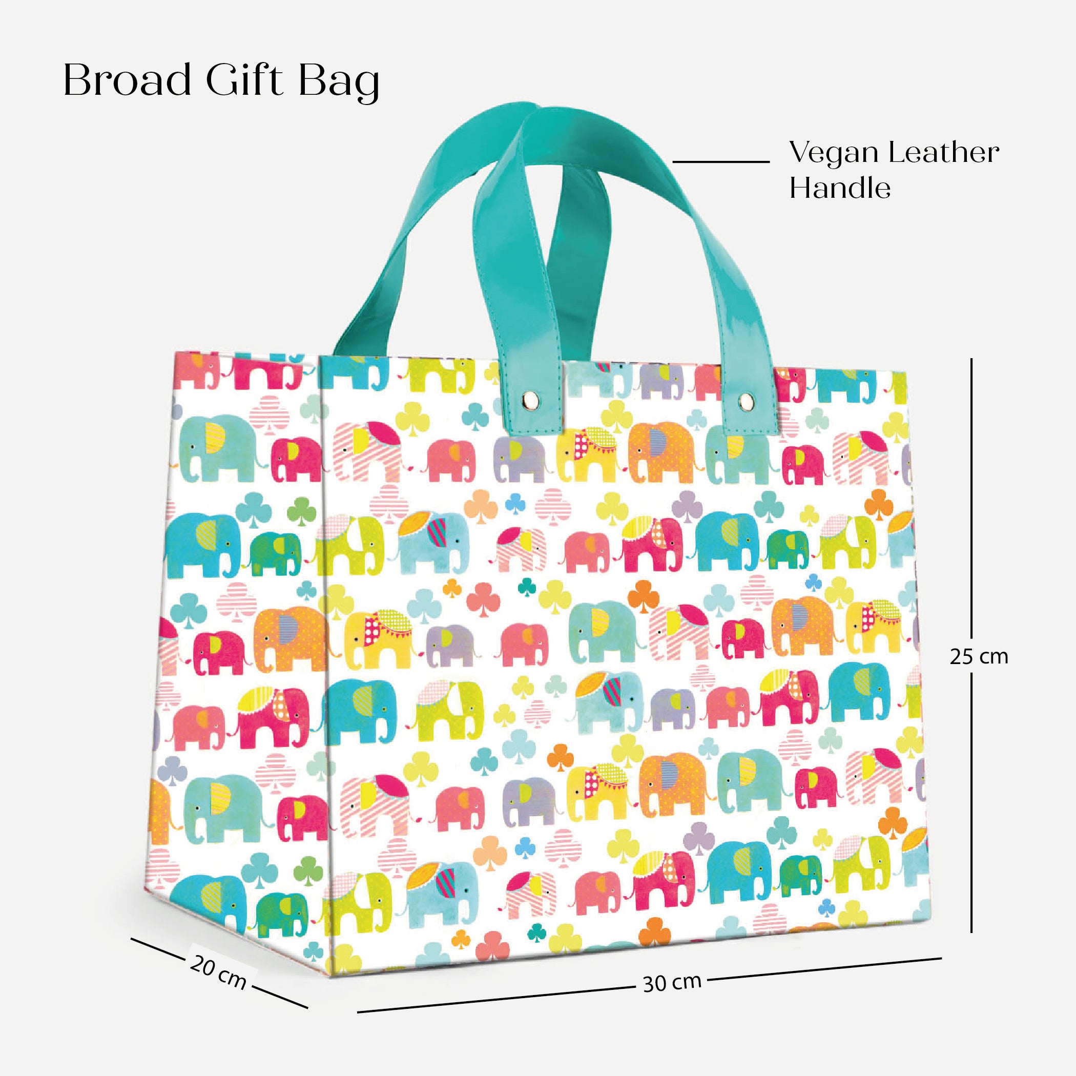 Colourful Elephant Gift Bag with Vegan Leather Handle