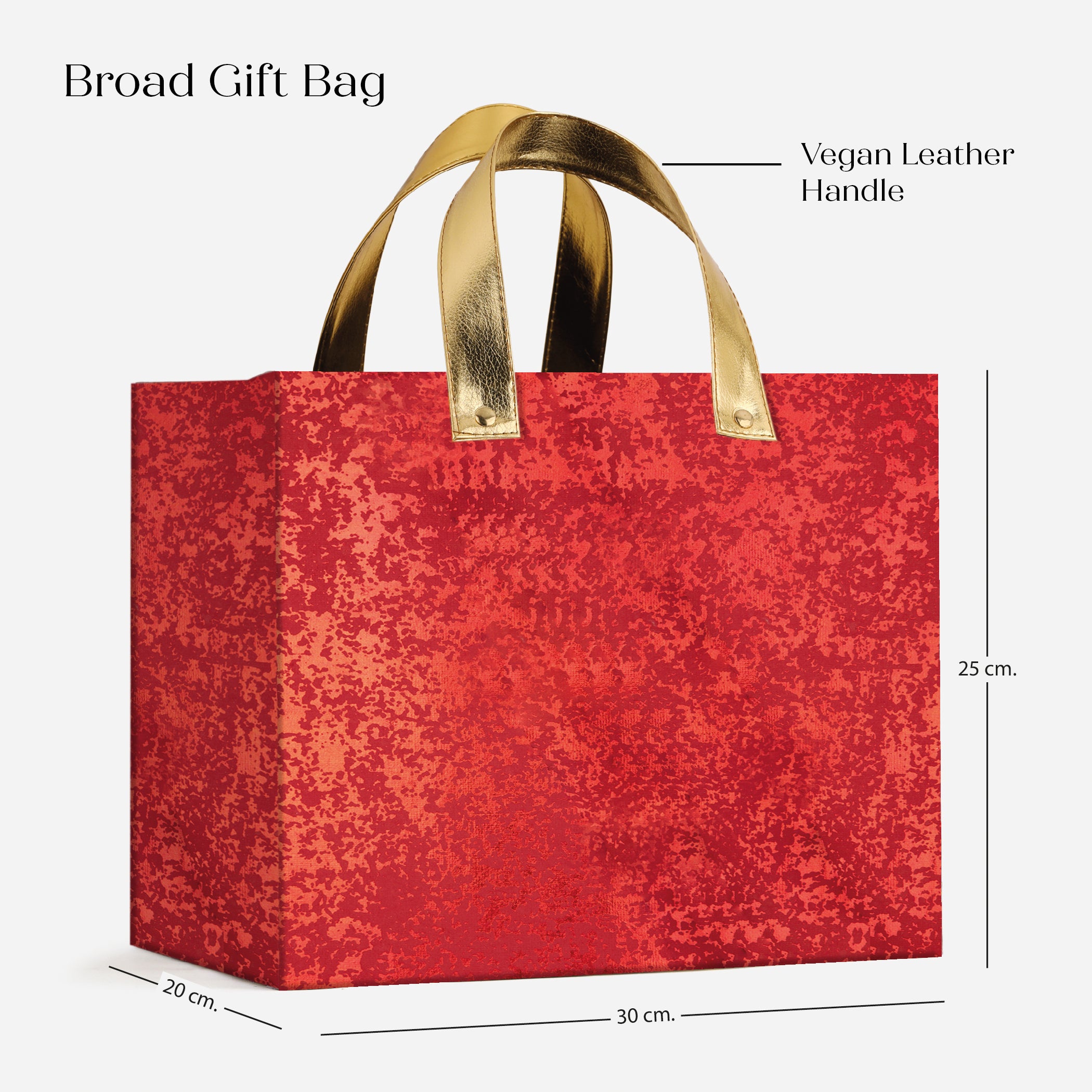 Red Foil Gift Bag with Vegan Leather Handle