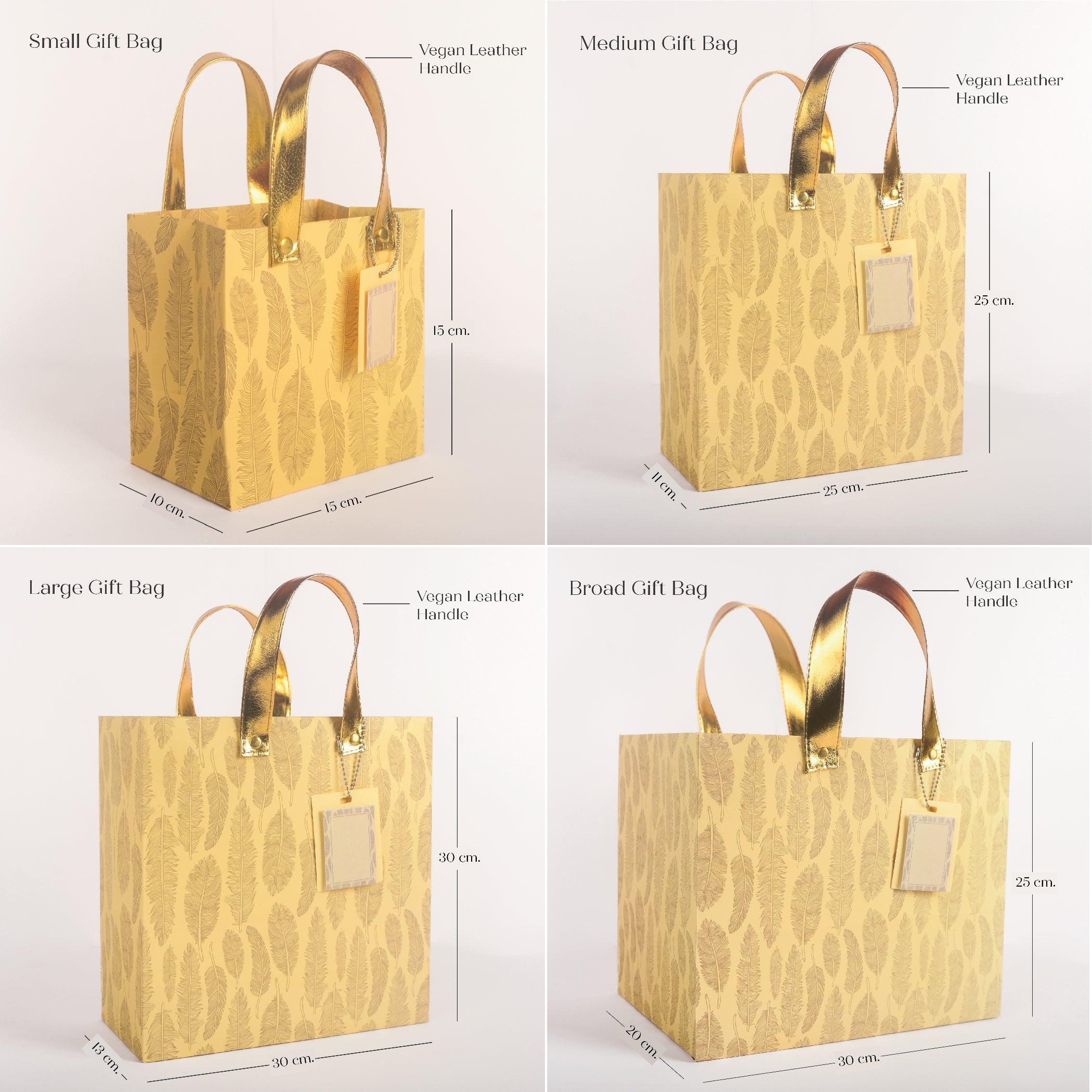 Cream Feather Gift Bag with Vegan Leather Handle