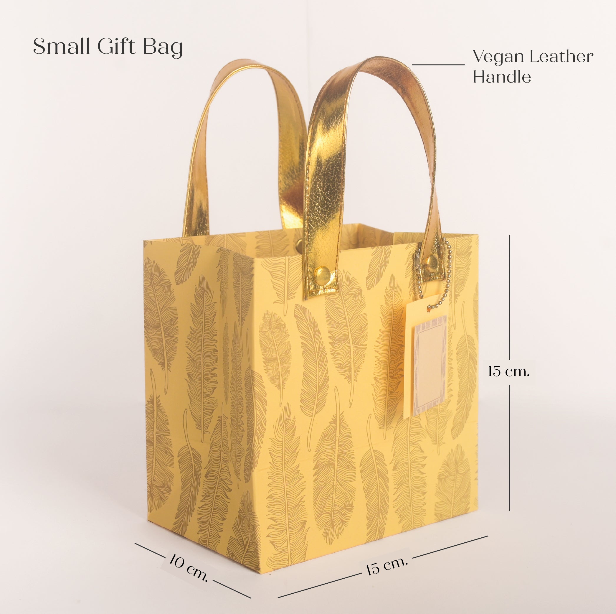 Cream Feather Gift Bag with Vegan Leather Handle