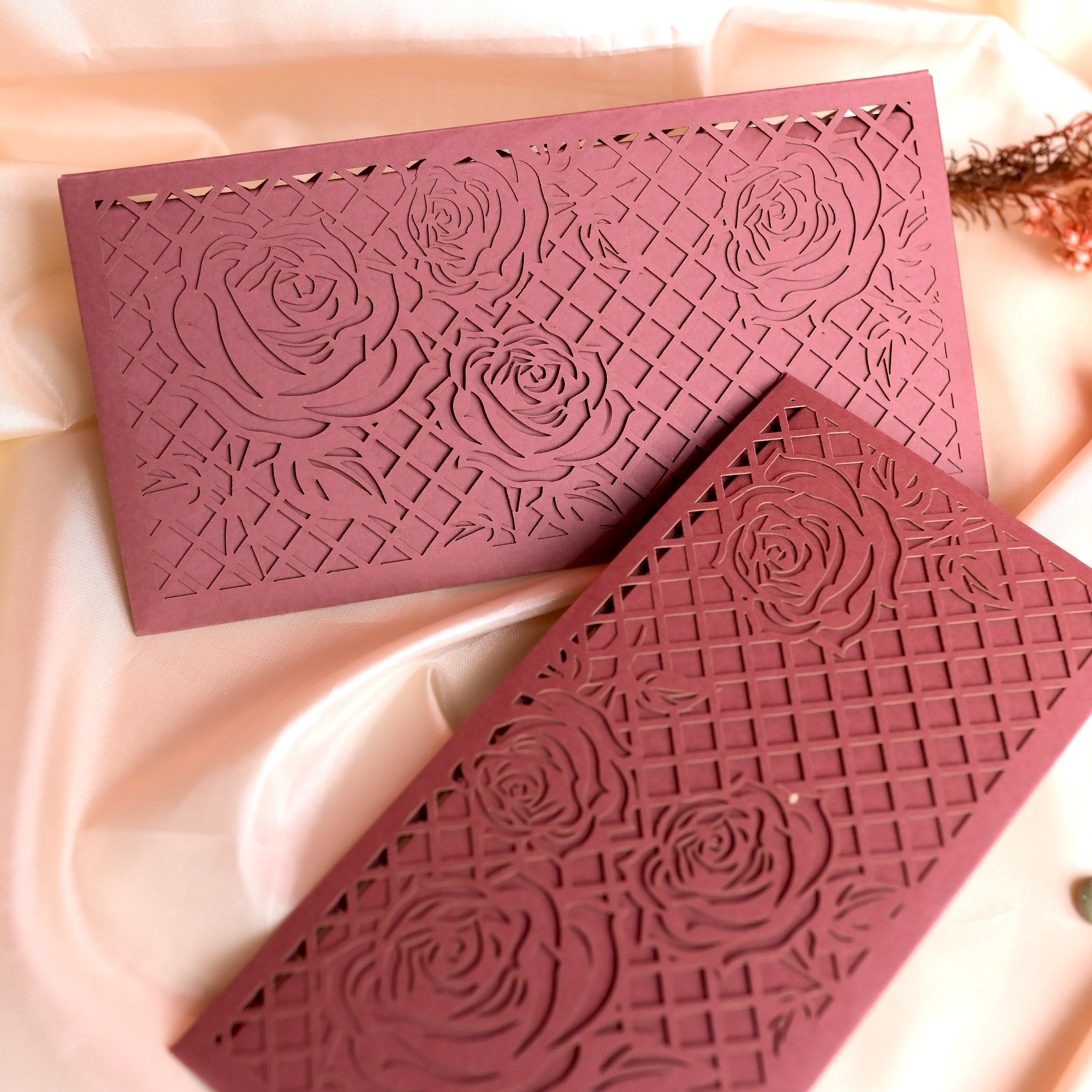 Carmine Laser Rose Money Envelope