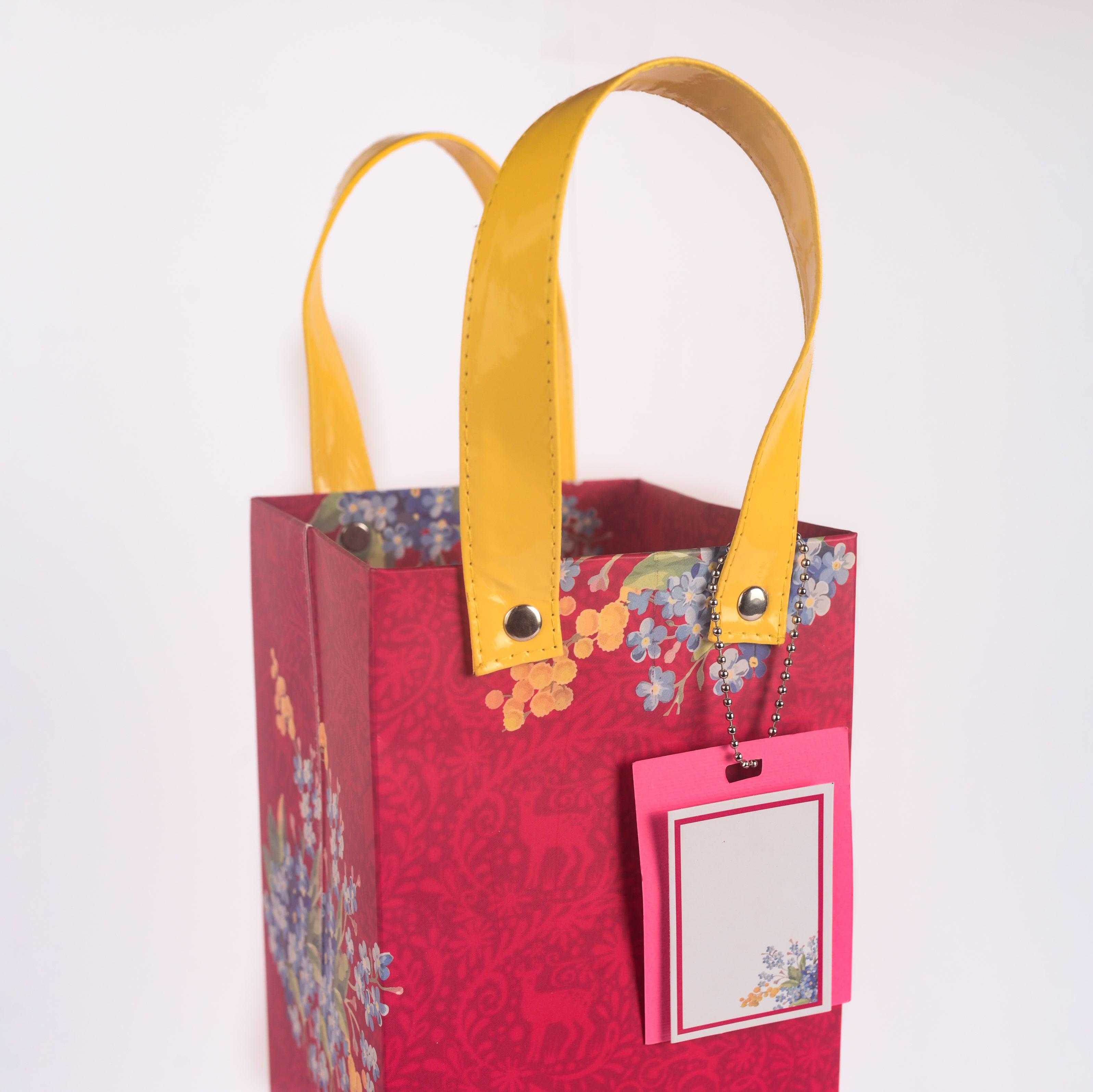 Cherry Blossom Wine Gift Bag with Vegan Leather Handle