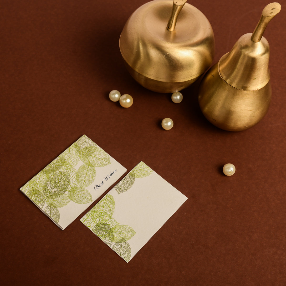 Green Leaf Mini Flat Note Card – Paparaty