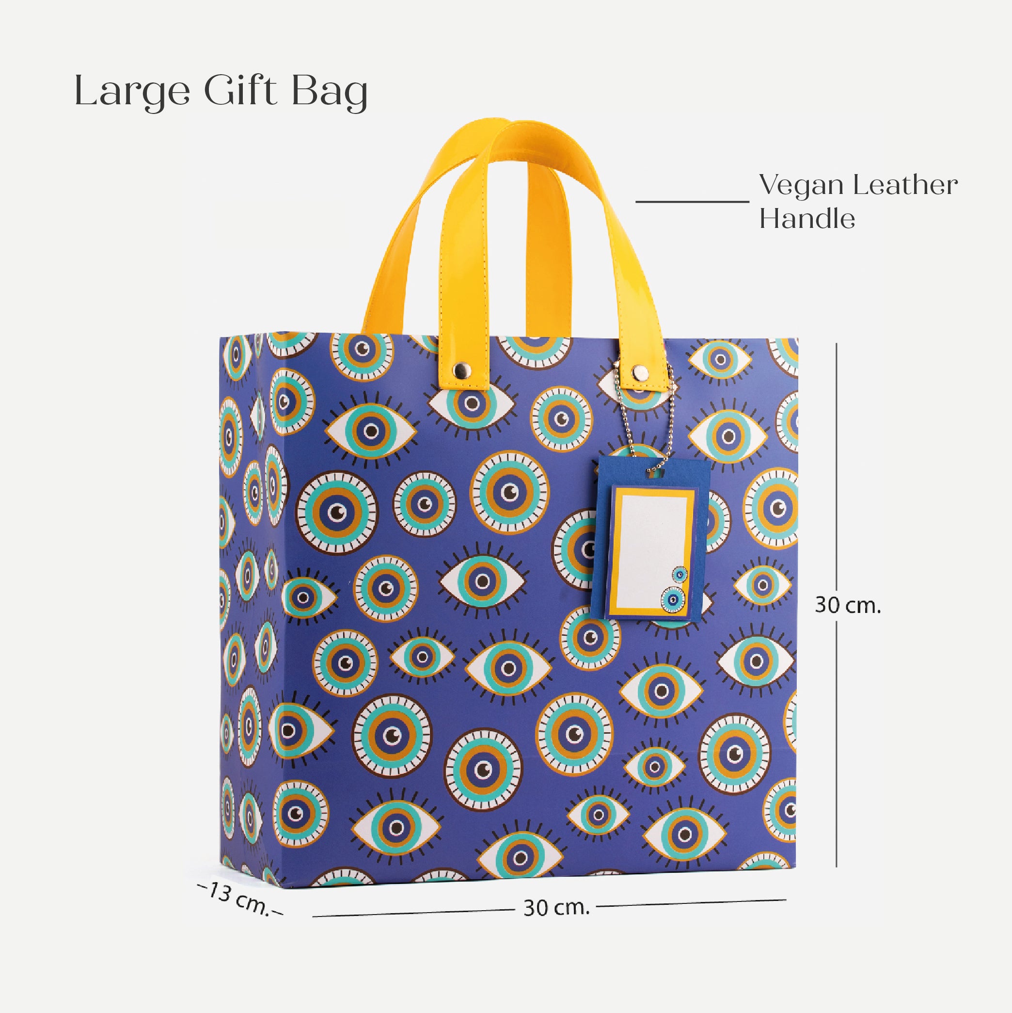 Evil Eye Blue Gift Bag with Vegan Leather Handle