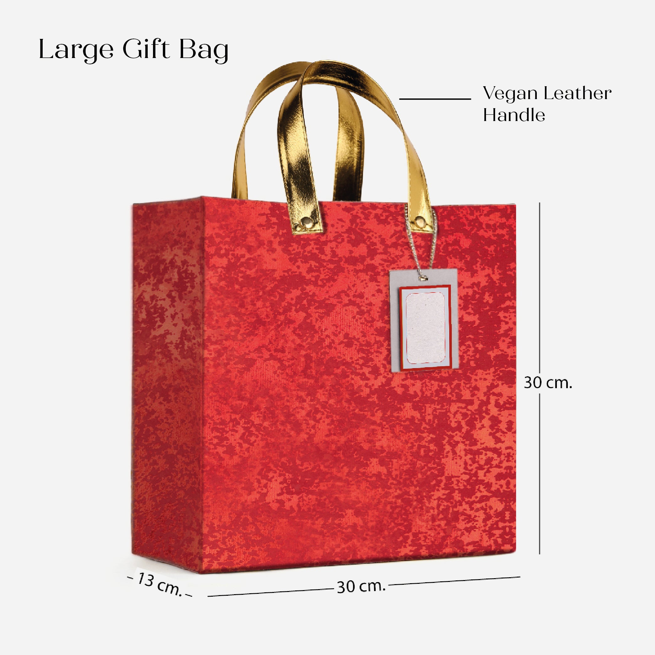 Red Foil Gift Bag with Vegan Leather Handle