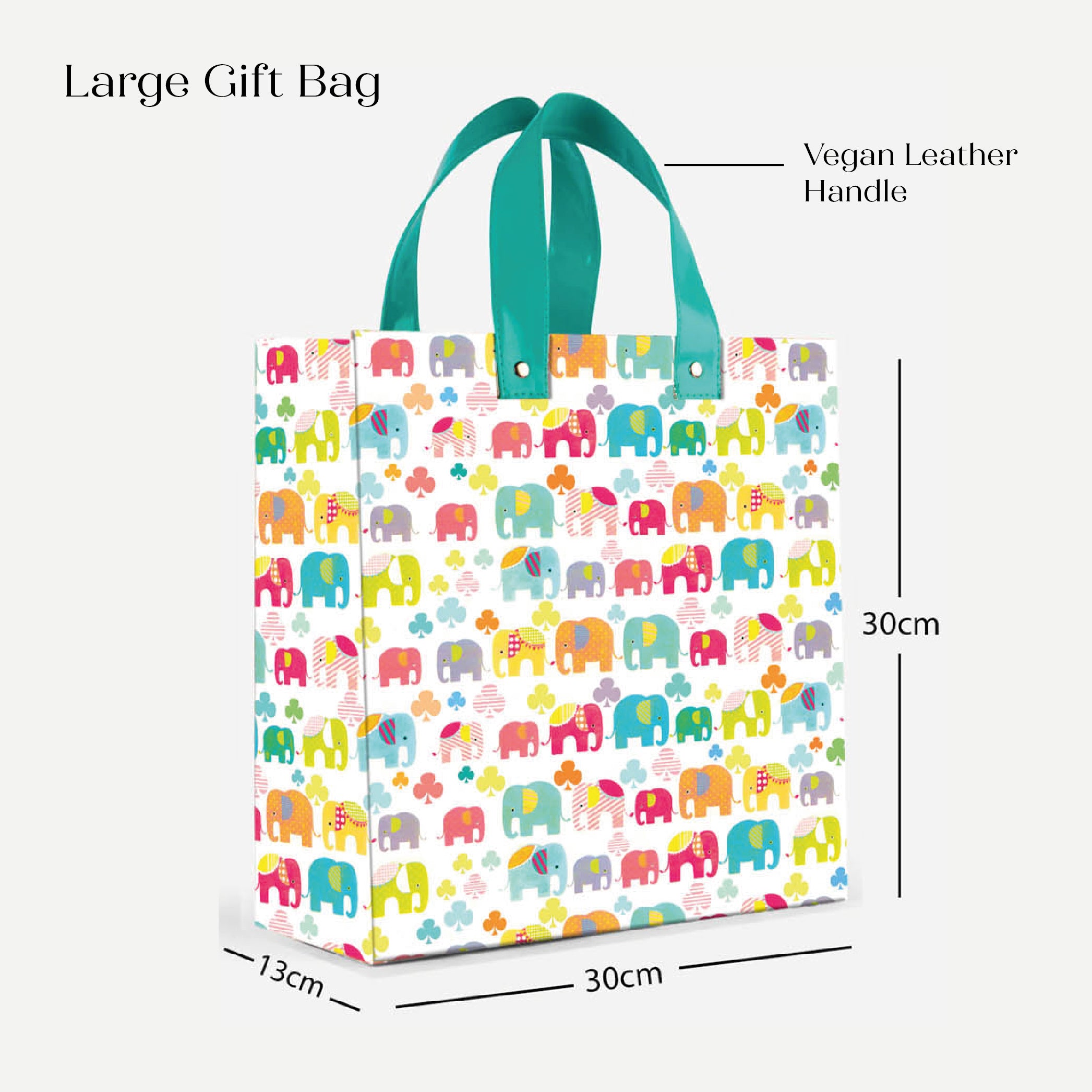 Colourful Elephant Gift Bag with Vegan Leather Handle