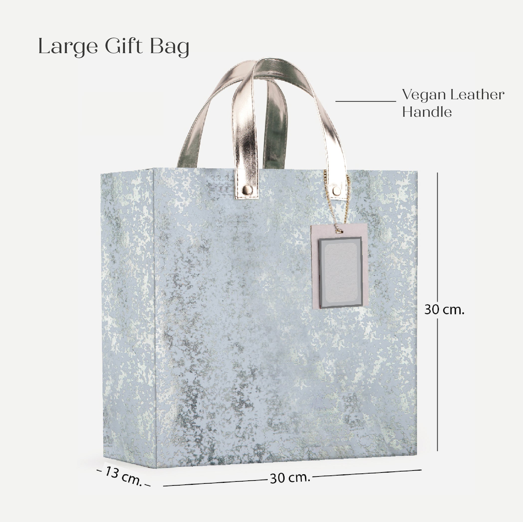 Silver Foil Gift Bag with Vegan Leather Handle