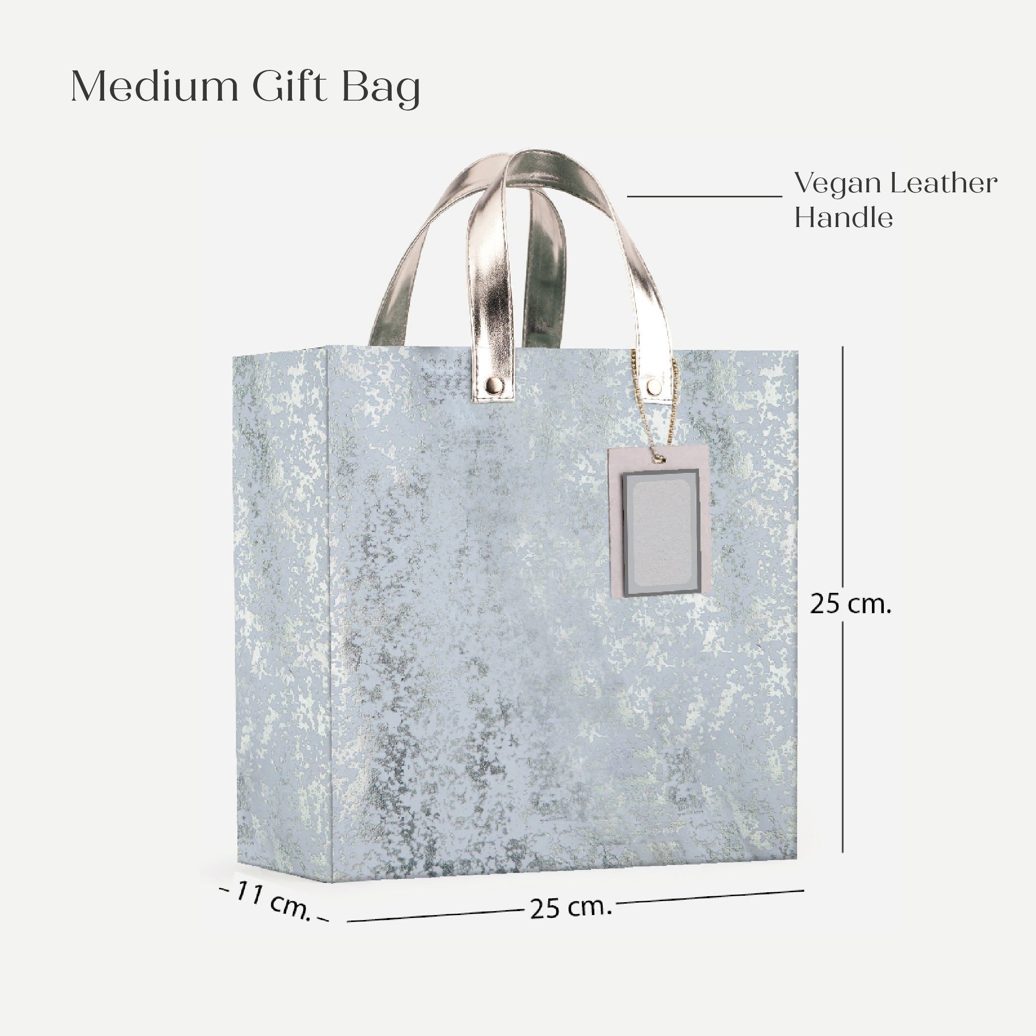 Silver Foil Gift Bag with Vegan Leather Handle