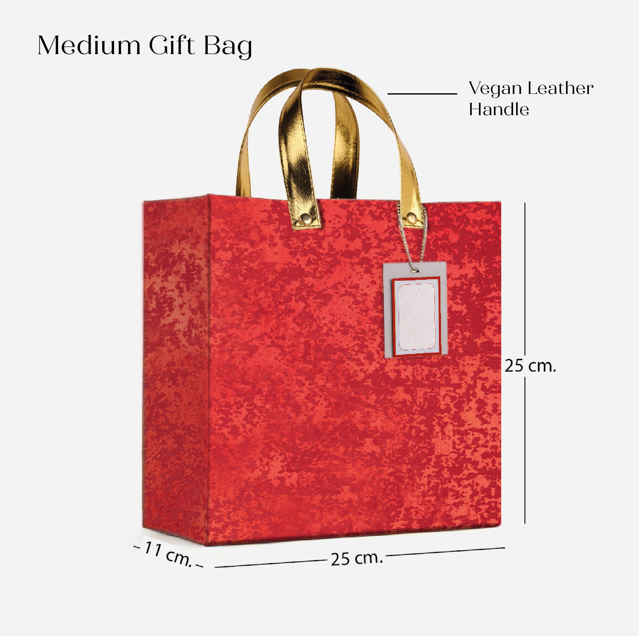 Red Foil Gift Bag with Vegan Leather Handle