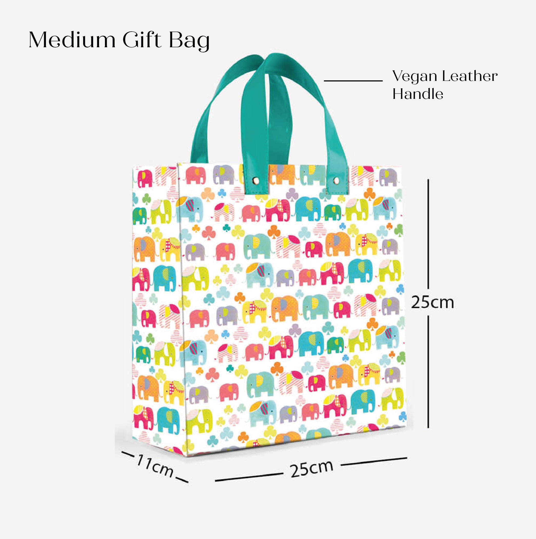 Colourful Elephant Gift Bag with Vegan Leather Handle