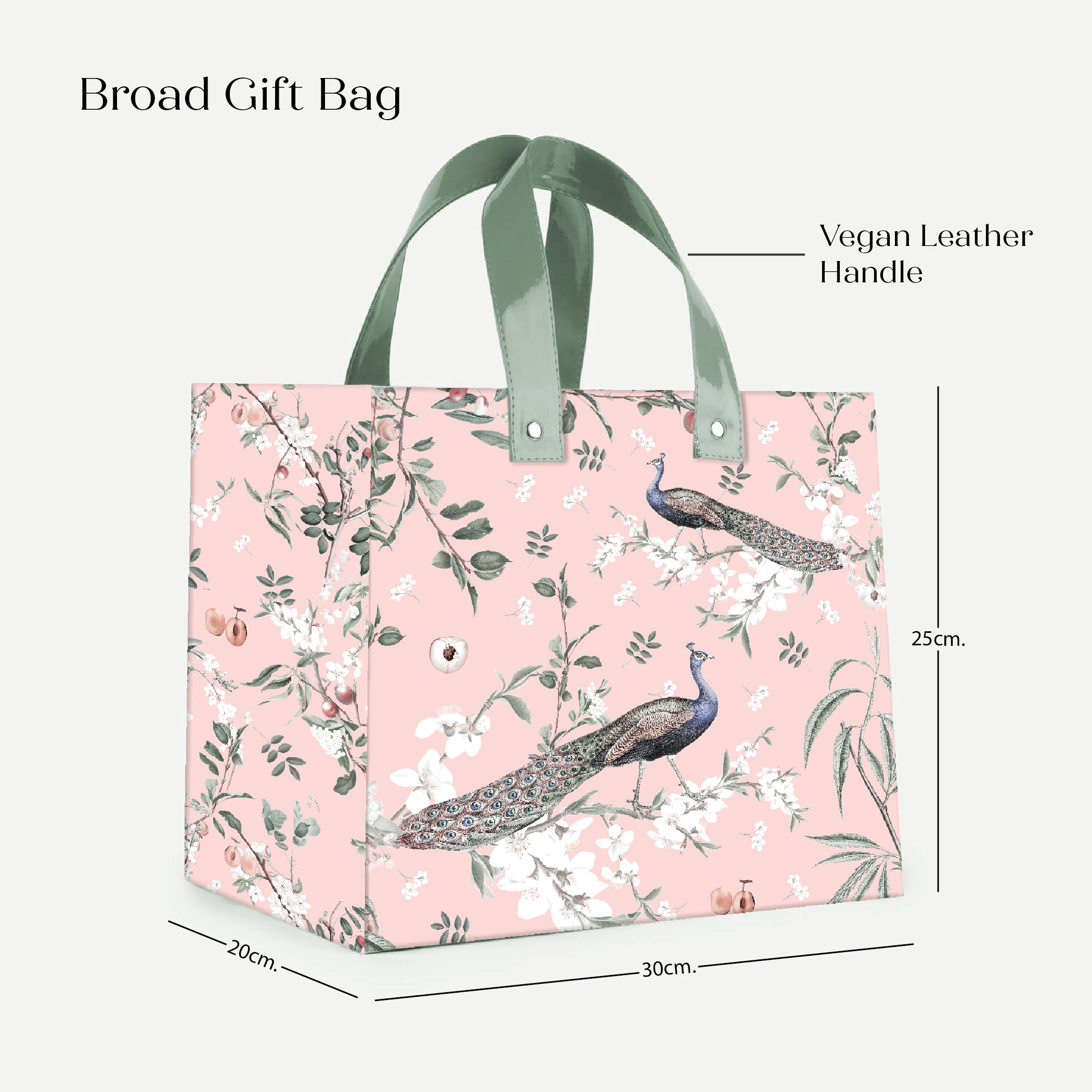 Pink Empyrean Peacock Gift Bag with Vegan Leather Handle