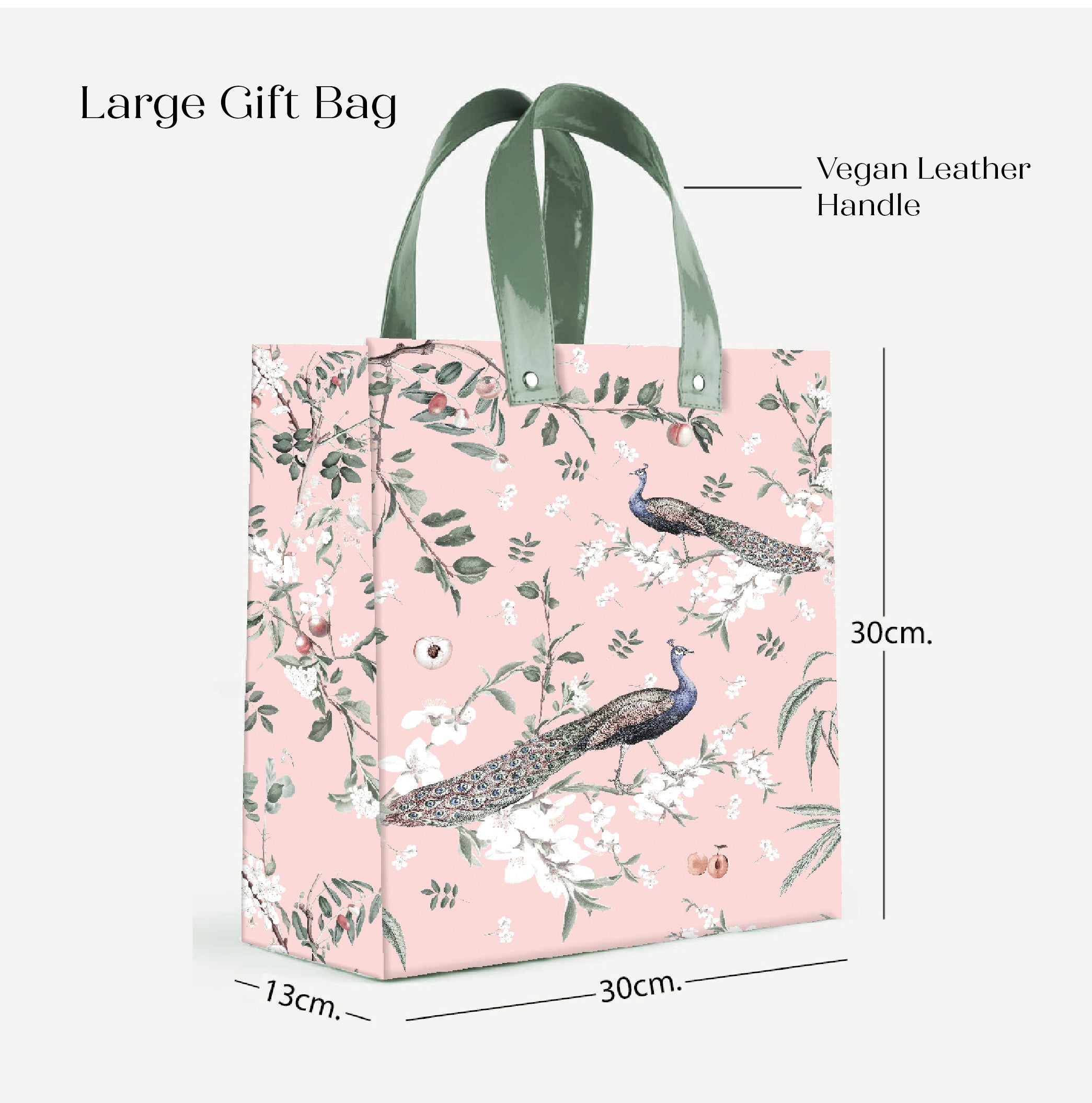 Pink Empyrean Peacock Gift Bag with Vegan Leather Handle