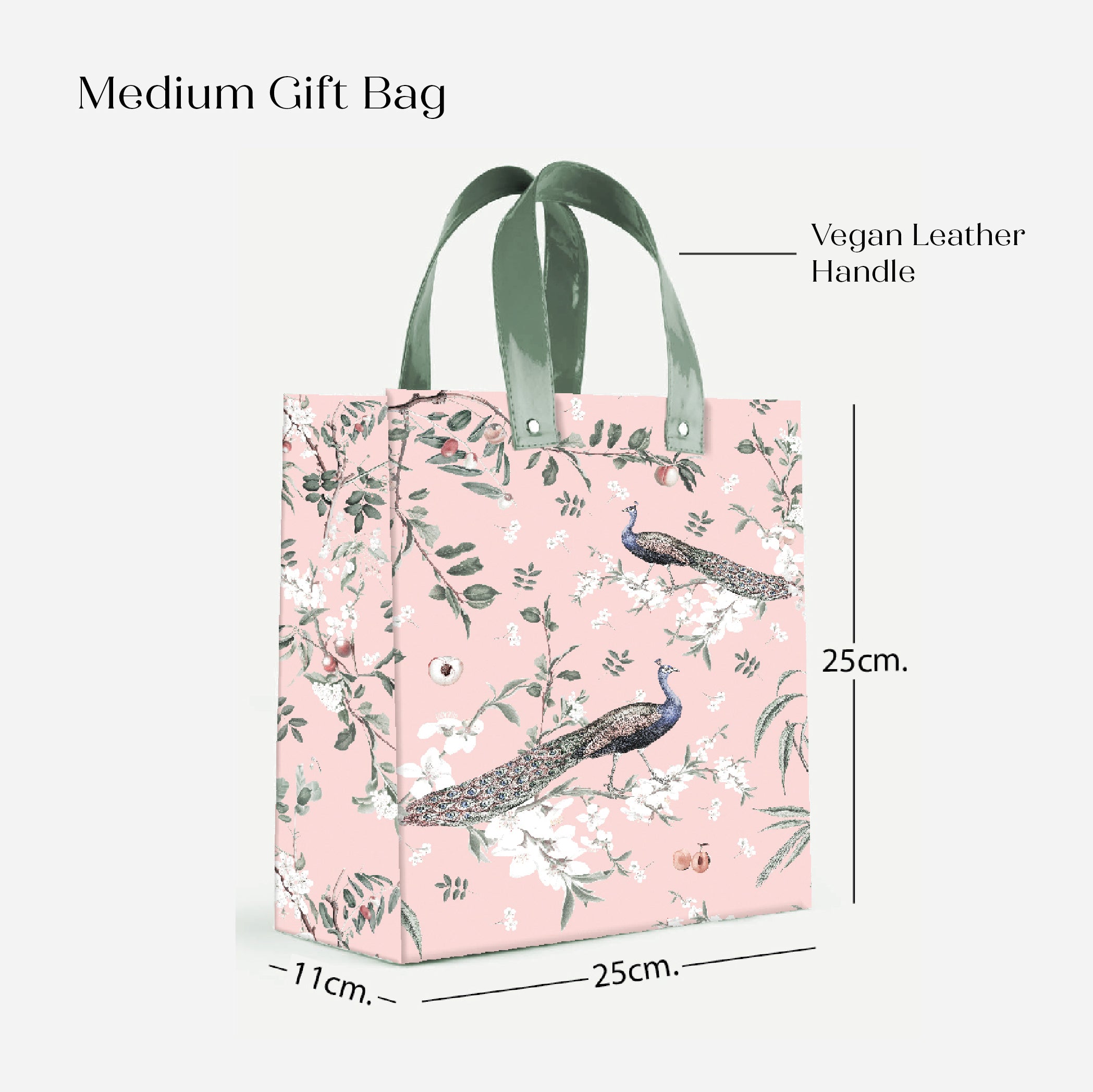 Pink Empyrean Peacock Gift Bag with Vegan Leather Handle