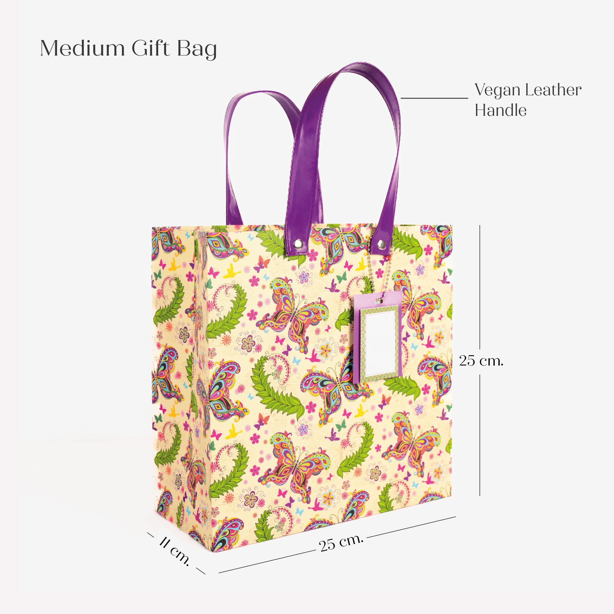 Butterfly Gift Bag with Vegan Leather Handle