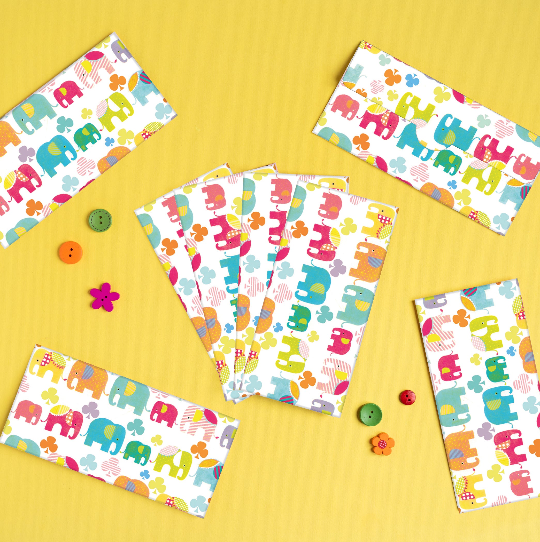 Colourful Elephant Money Envelopes (Pack of 12)