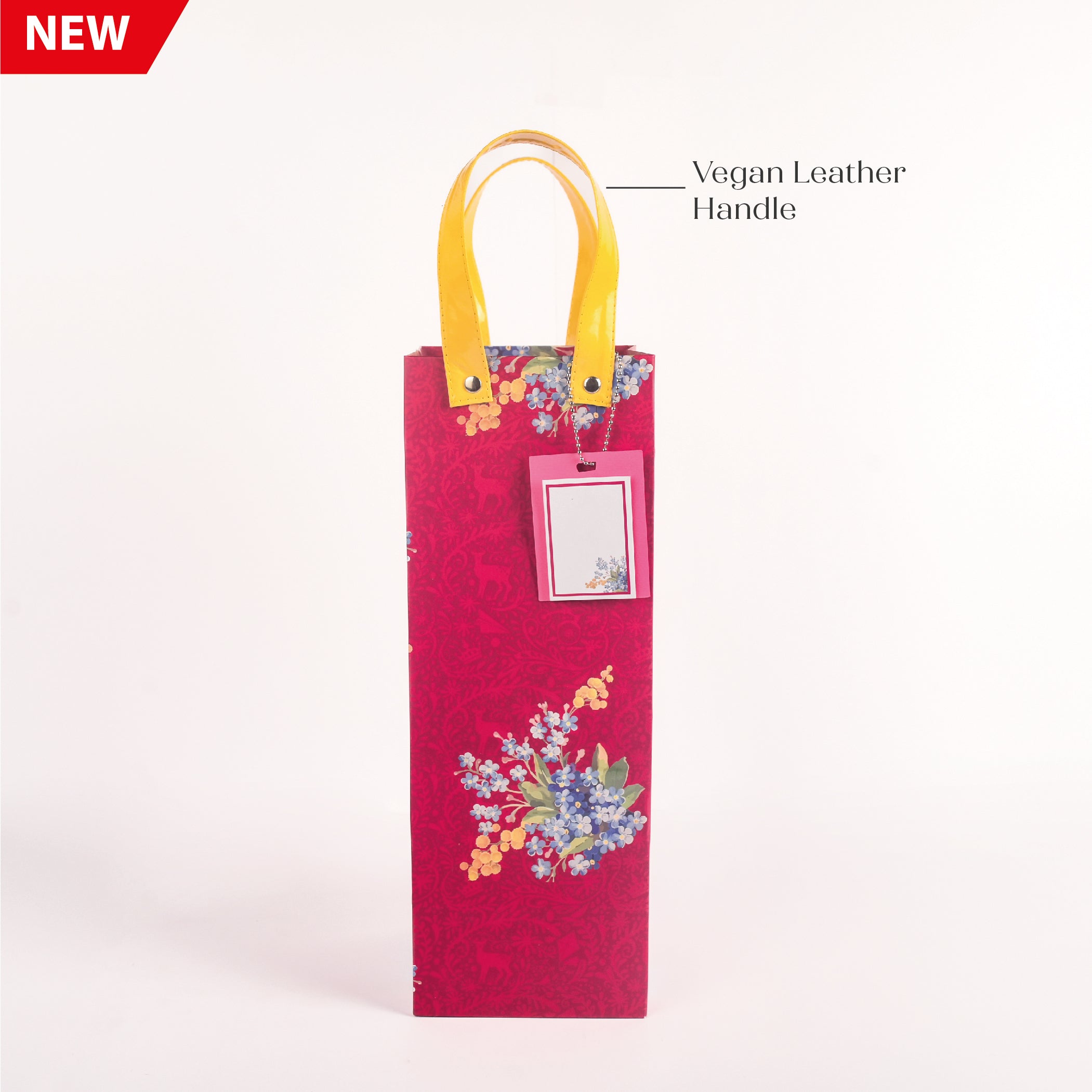 Cherry Blossom Wine Gift Bag with Vegan Leather Handle