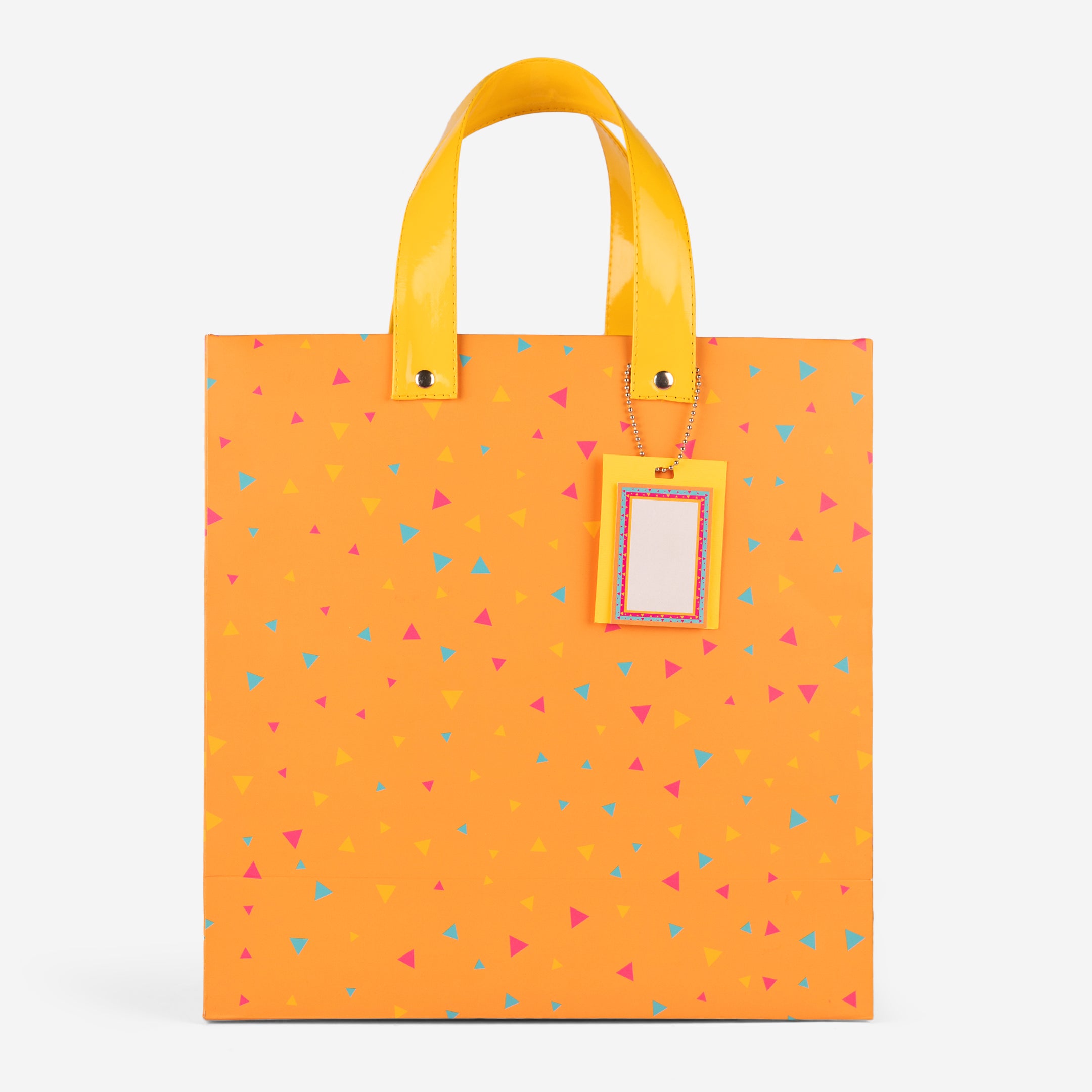 Orange Confetti Gift Bag with Vegan Leather Handle