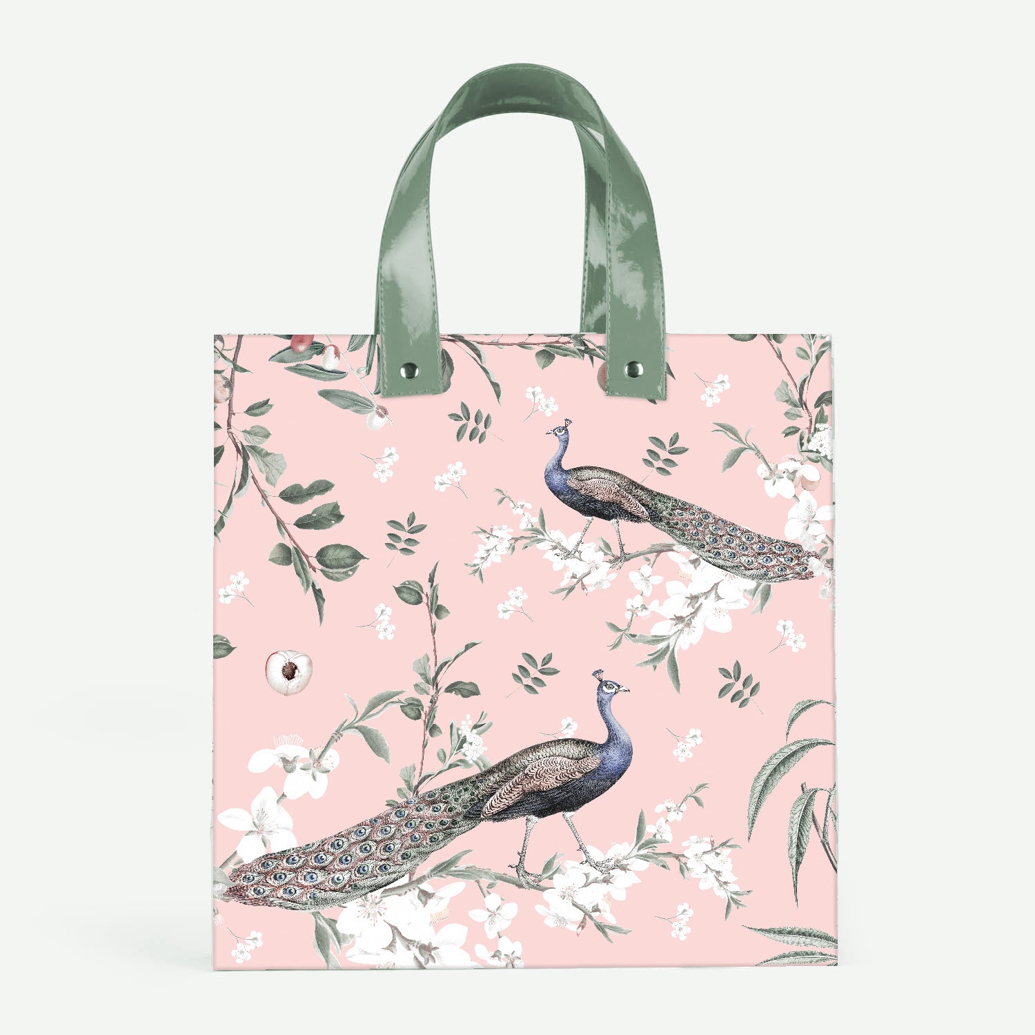 Pink Empyrean Peacock Gift Bag with Vegan Leather Handle