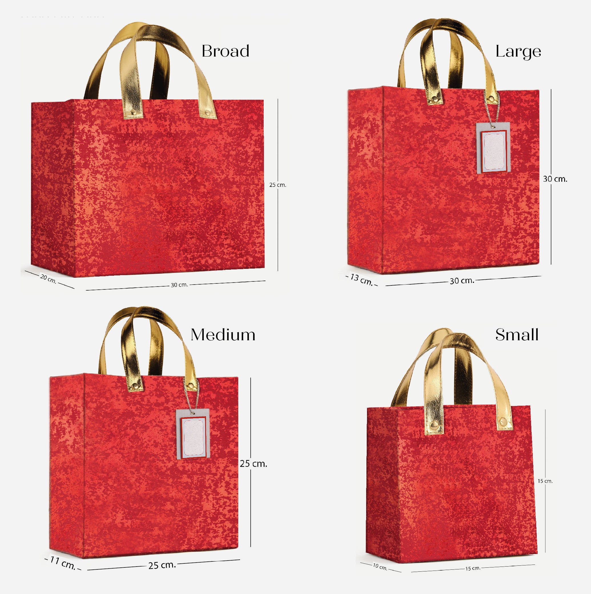 Red Foil Gift Bag with Vegan Leather Handle