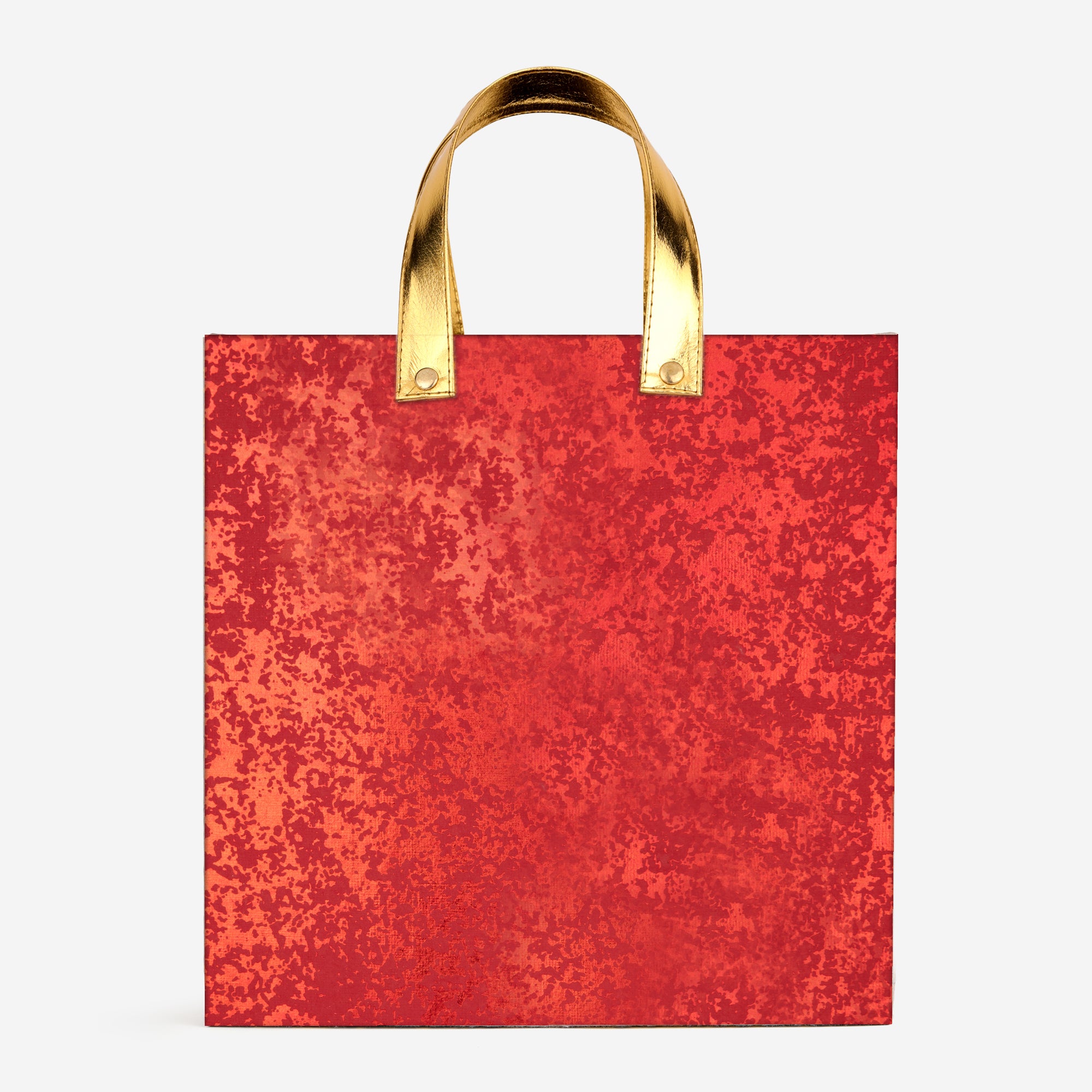 Red Foil Gift Bag with Vegan Leather Handle