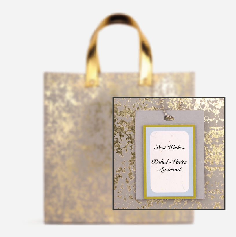 Gold Foil Gift Bag with Vegan Leather Handle