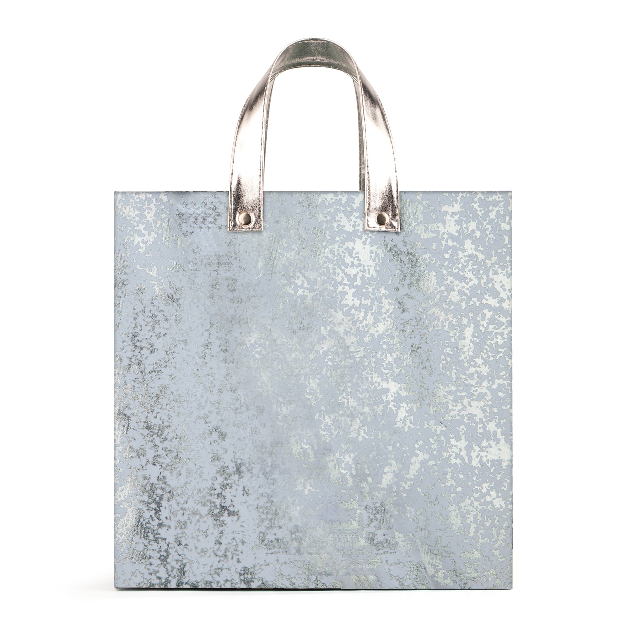 Silver Foil Gift Bag with Vegan Leather Handle