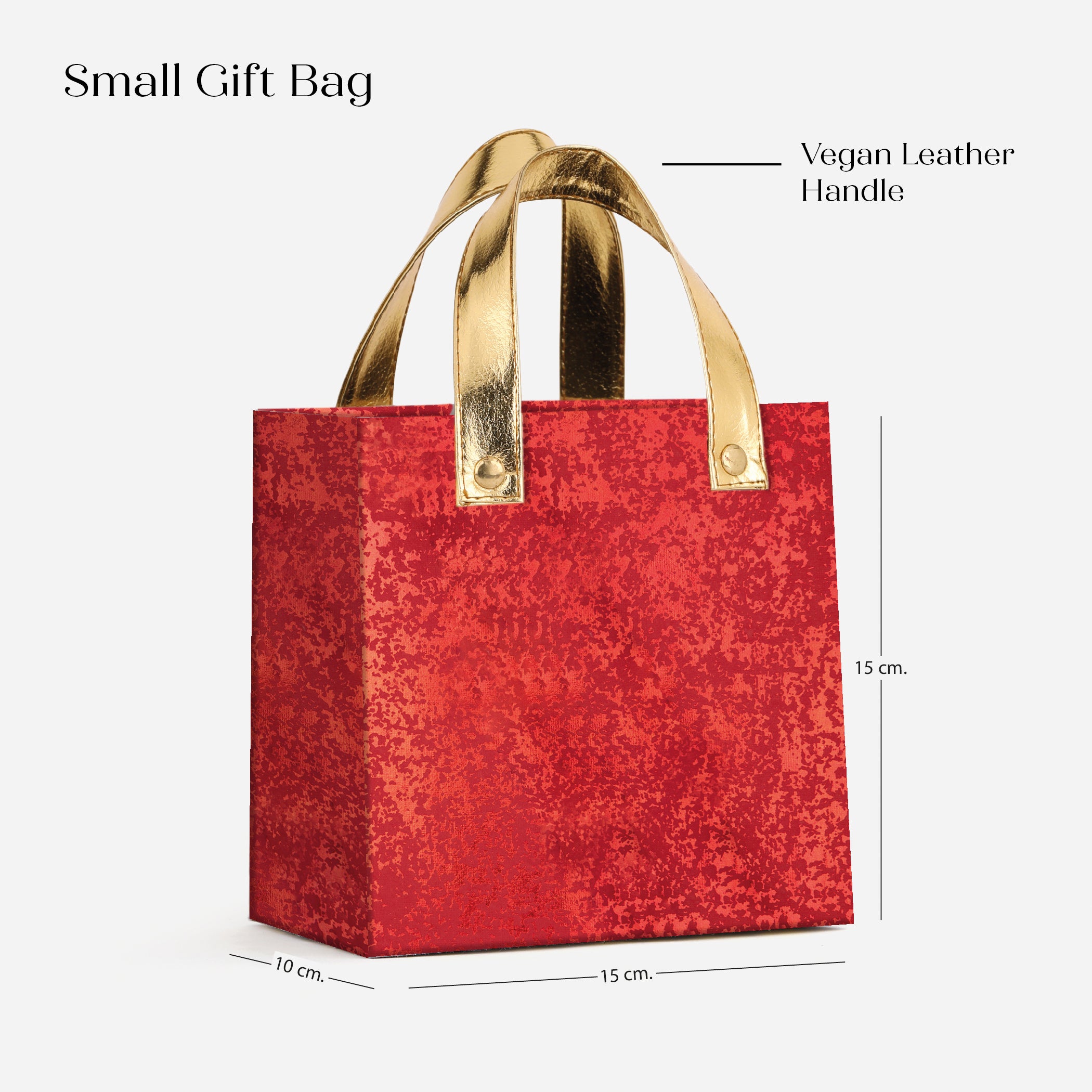 Red Foil Gift Bag with Vegan Leather Handle