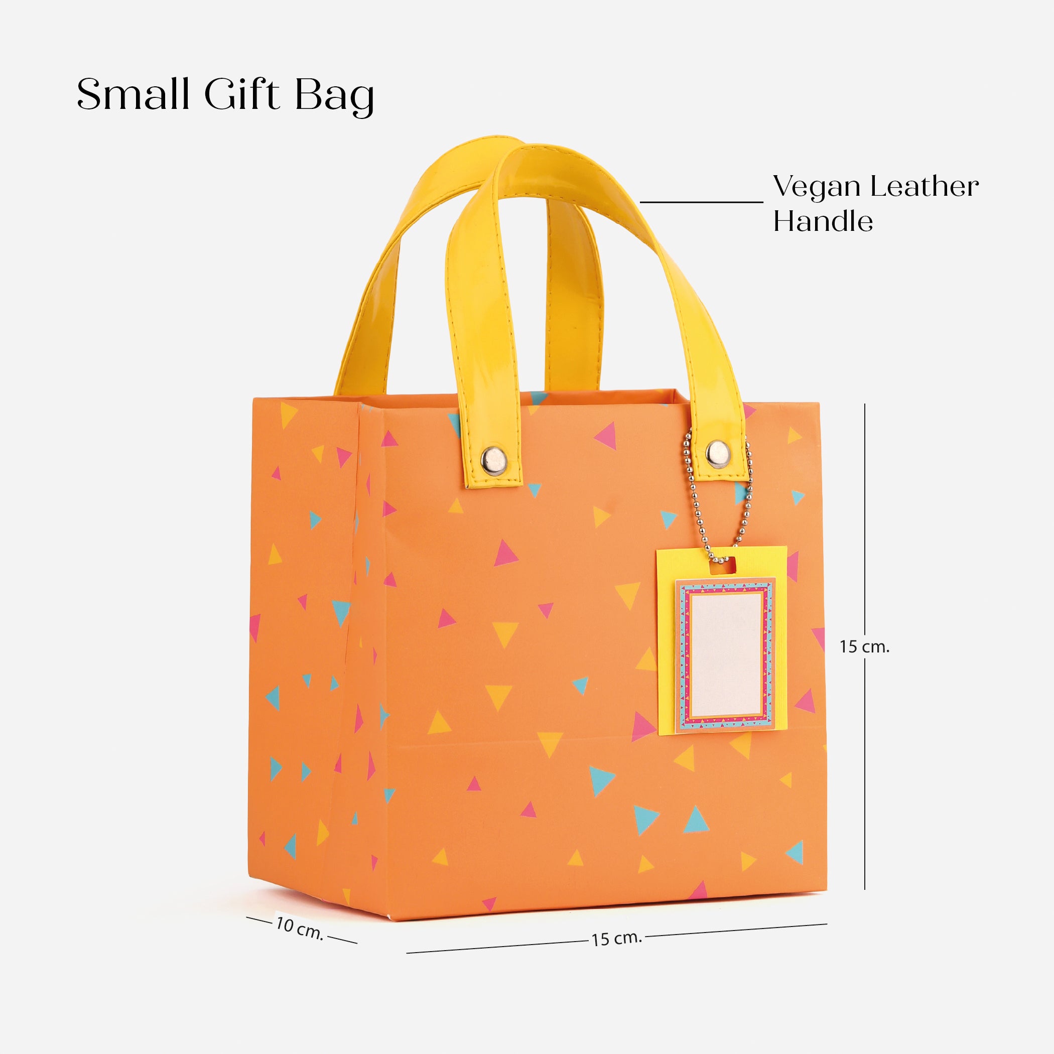 Orange Confetti Gift Bag with Vegan Leather Handle