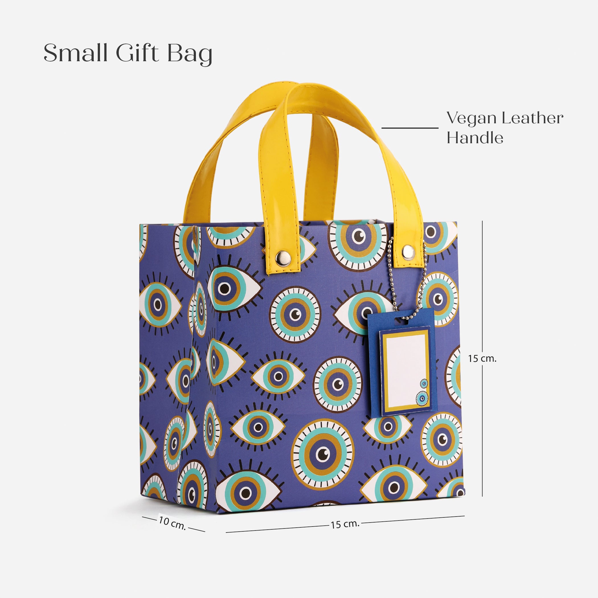 Evil Eye Blue Gift Bag with Vegan Leather Handle