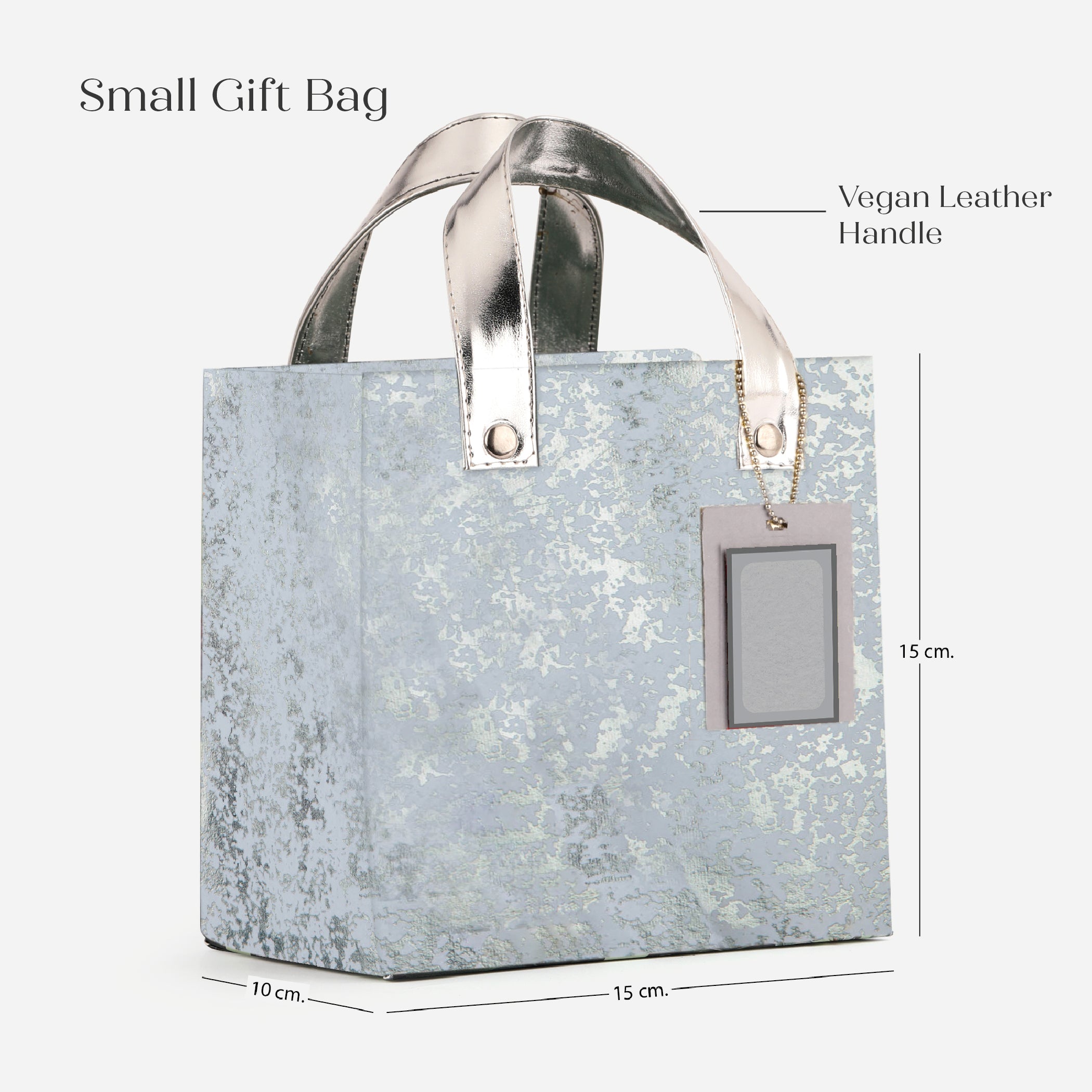 Silver Foil Gift Bag with Vegan Leather Handle