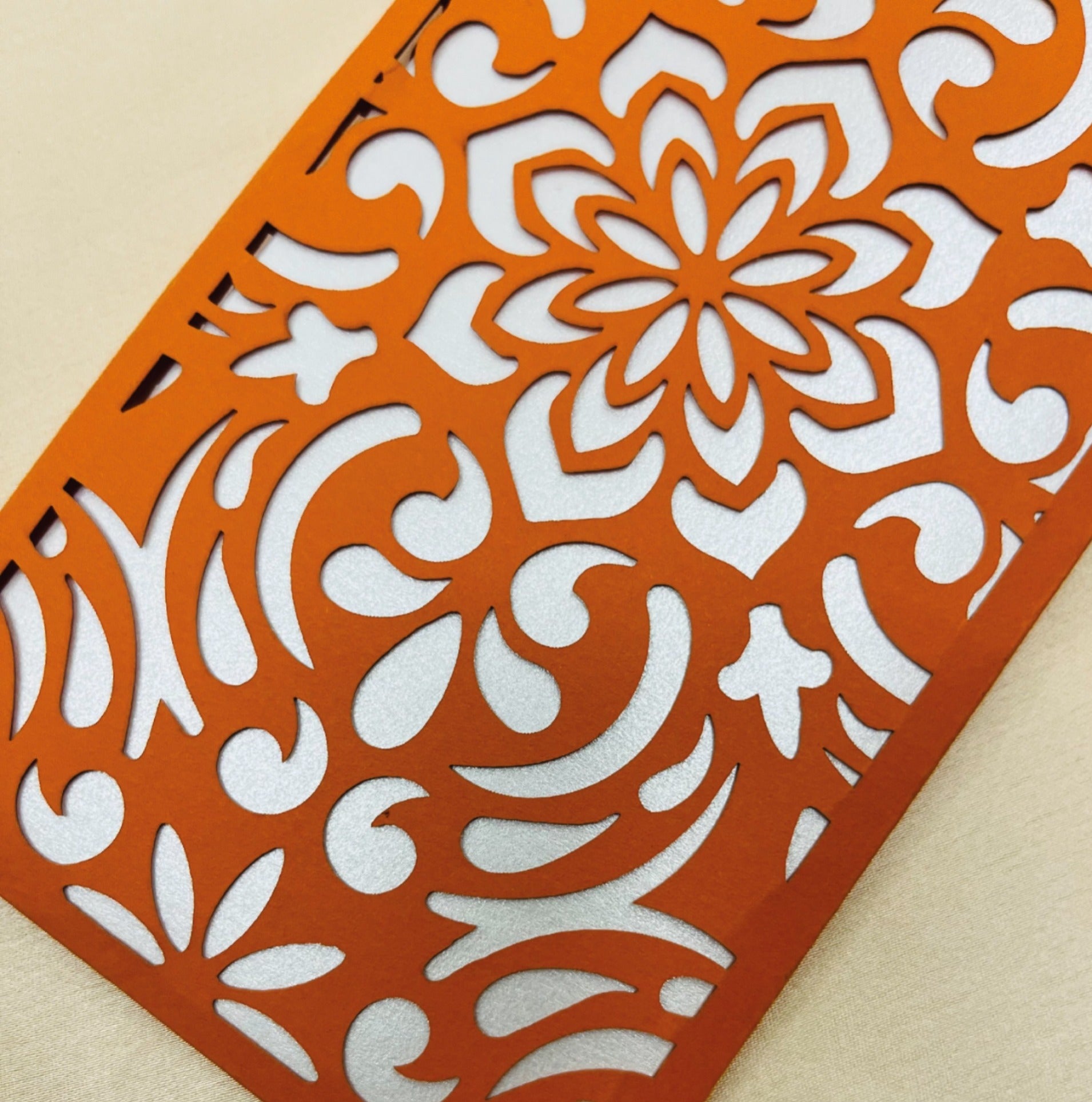 Floral Orange & Silver Money Envelope (Pack of 6)