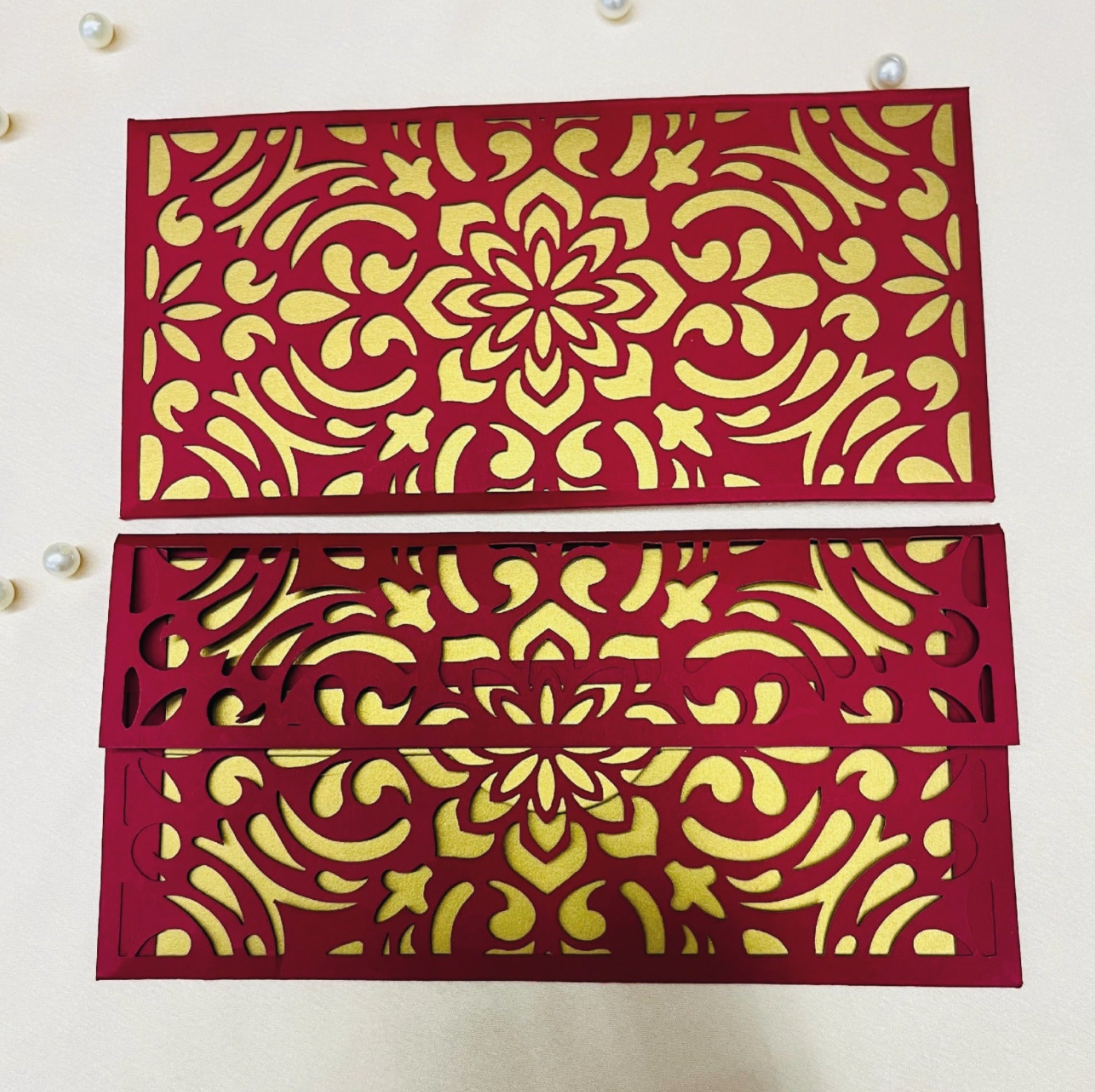 Floral Red & Gold Money Envelope (Pack of 6)