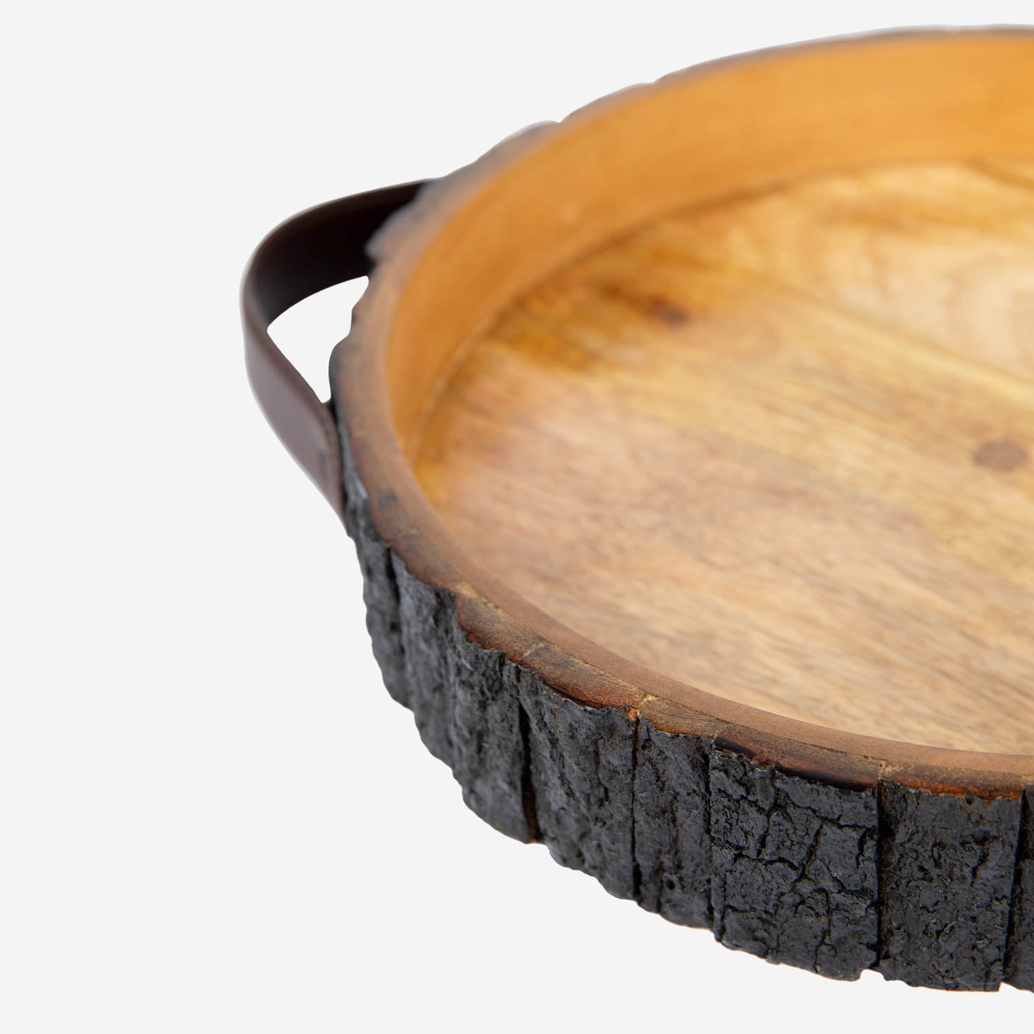 Wooden Platter with Vegan Leather Handle