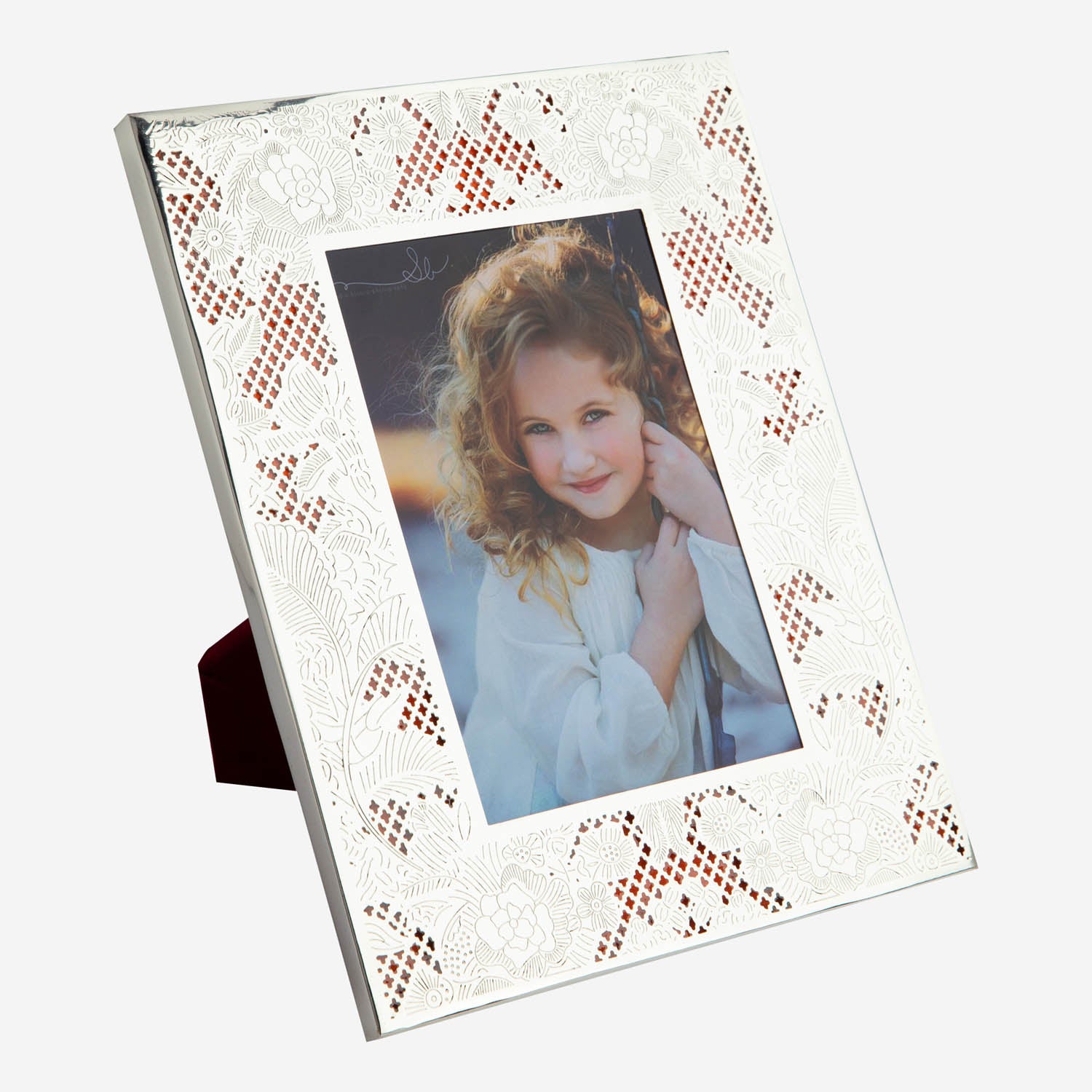 Silver Plated Photo Frame - Lace Design
