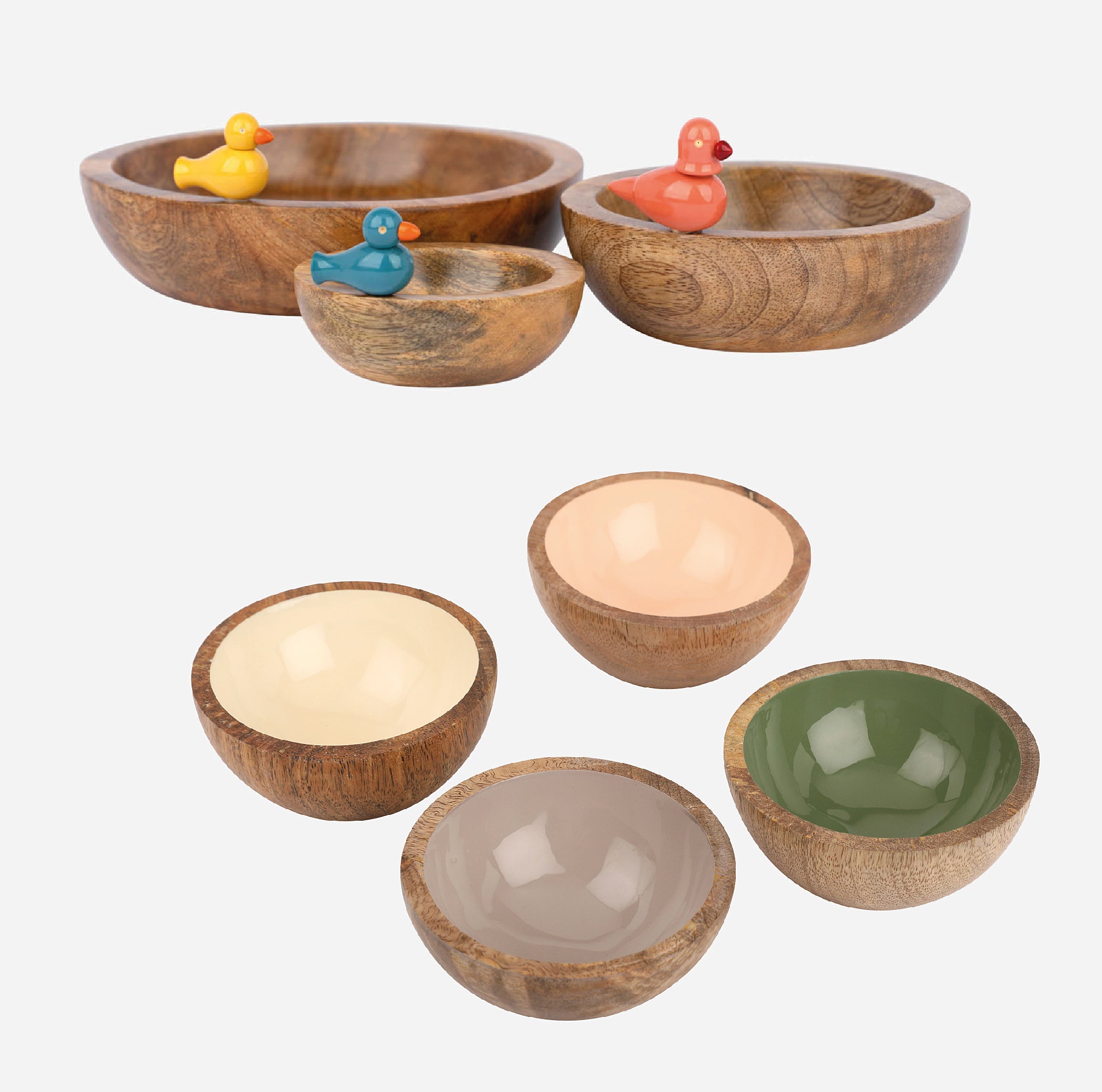 Wooden Bowl & Birdy Bowl Set