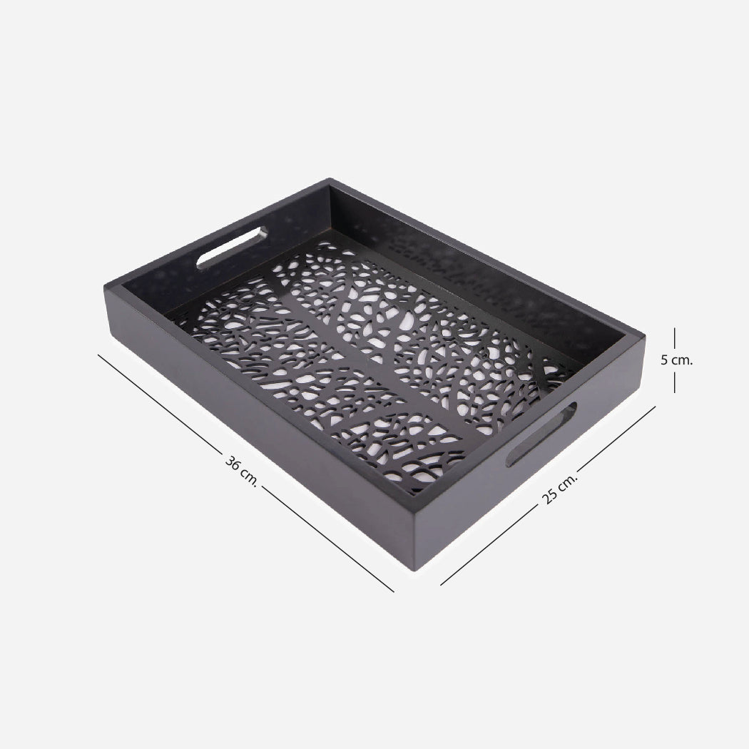 Wooden Laser Cut Tray- Charcoal Grey